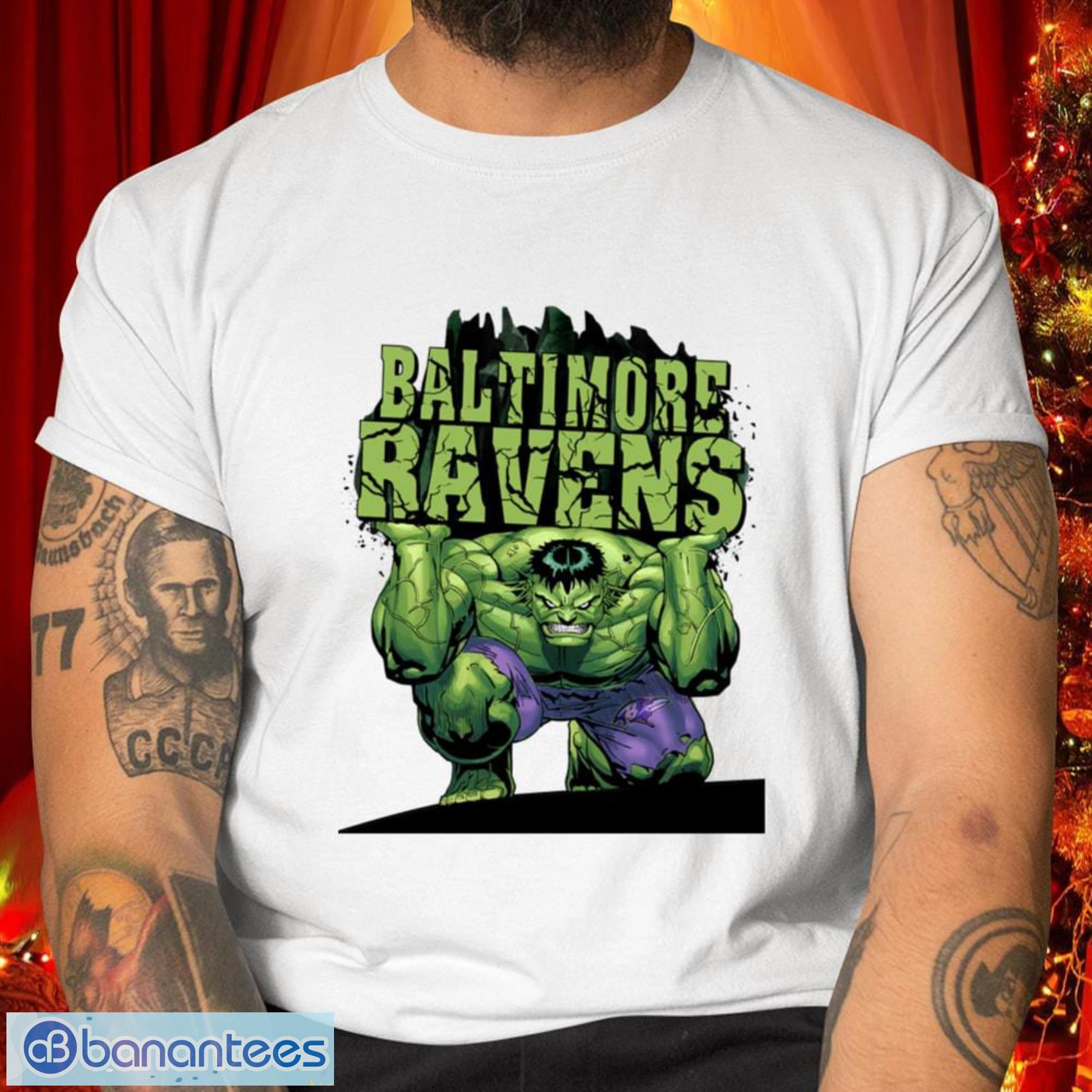Baltimore Ravens NFL Football Gift Fr Fans Incredible Hulk Marvel Avengers Sports T Shirt - Baltimore Ravens NFL Football Incredible Hulk Marvel Avengers Sports T Shirt_1