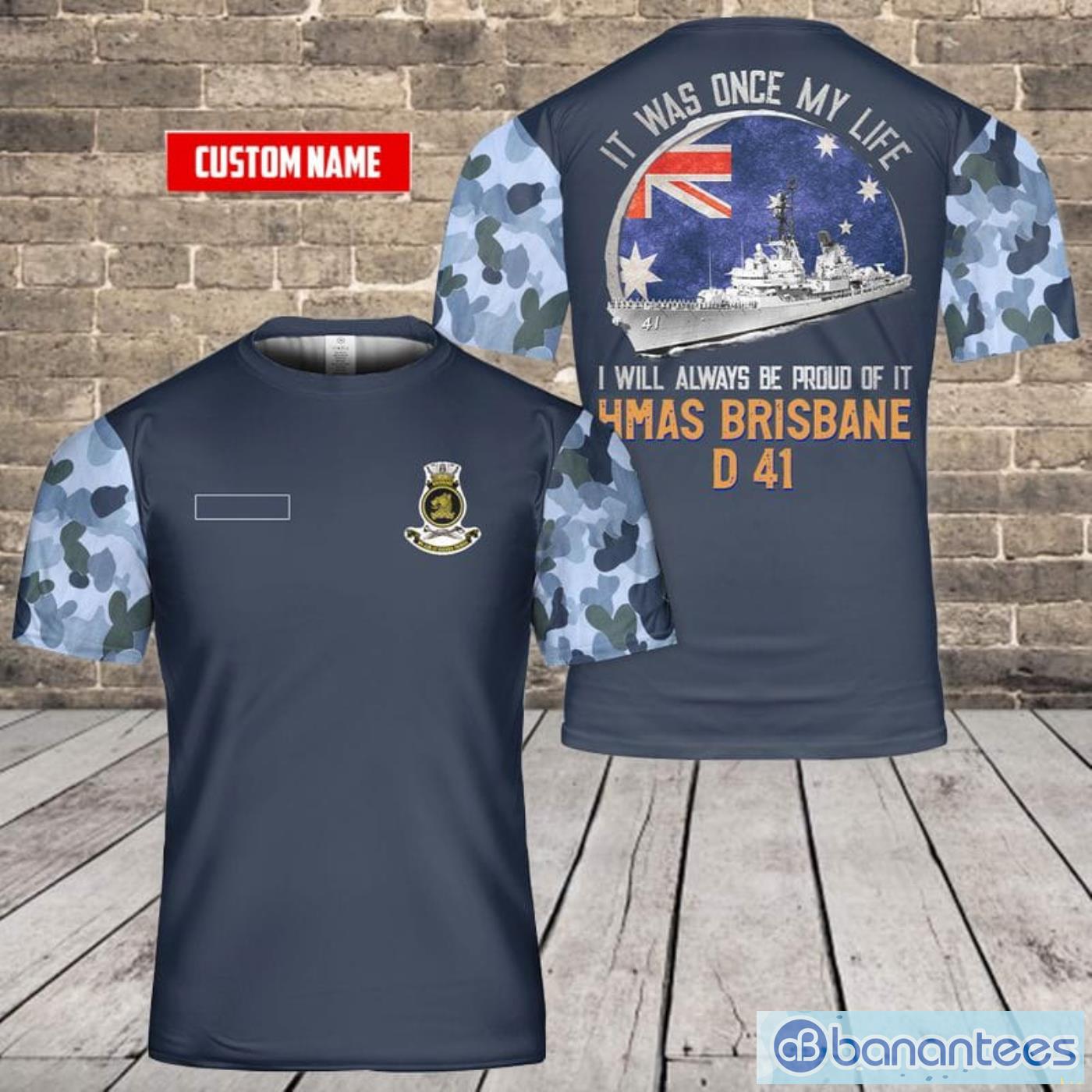 Best Gift Custom Name Royal Australian Navy RAN HMAS Brisbane (D 41) All Print 3D T-Shirt Product Photo 1