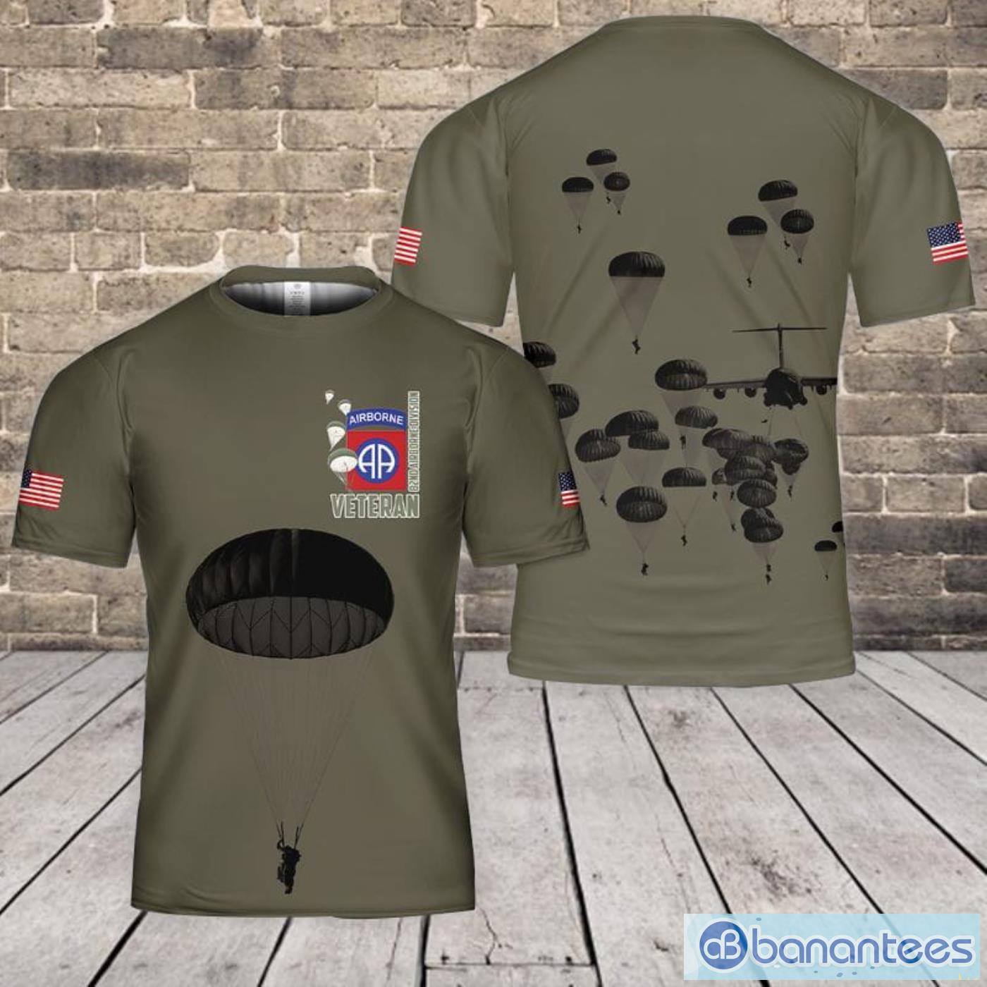 Best Gift Custom Name US Army Paratroopers With The 82nd Airborne Division Parachute Veteran All Print 3D T-Shirt Product Photo 1