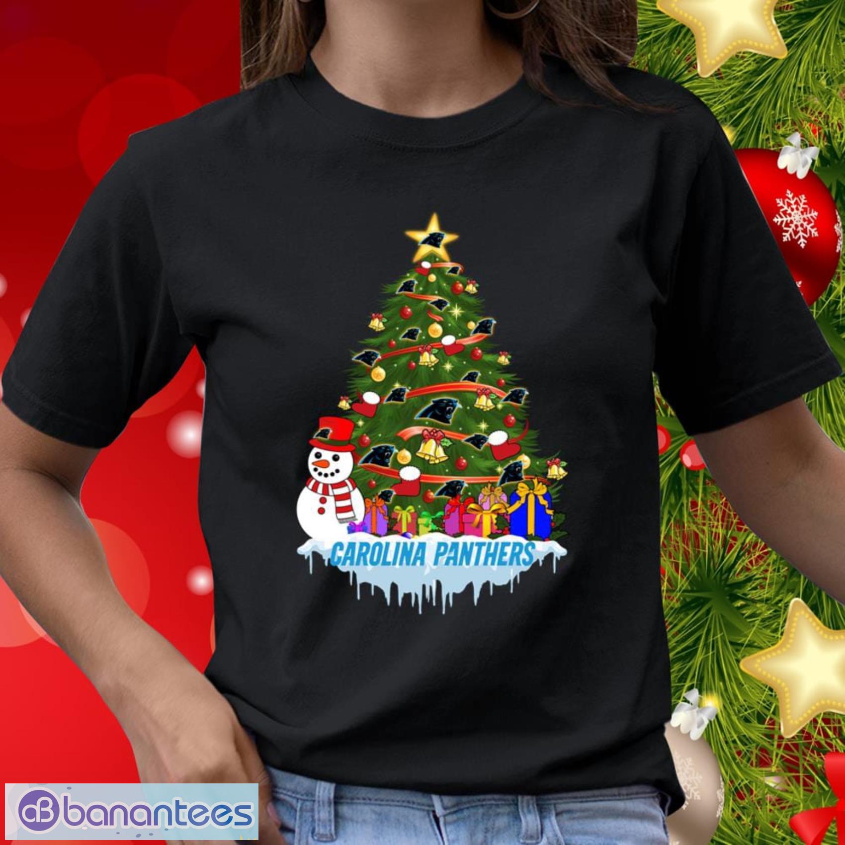 Carolina Panthers Merry Christmas NFL Football Gift Fr Fans Sports T Shirt  - Banantees