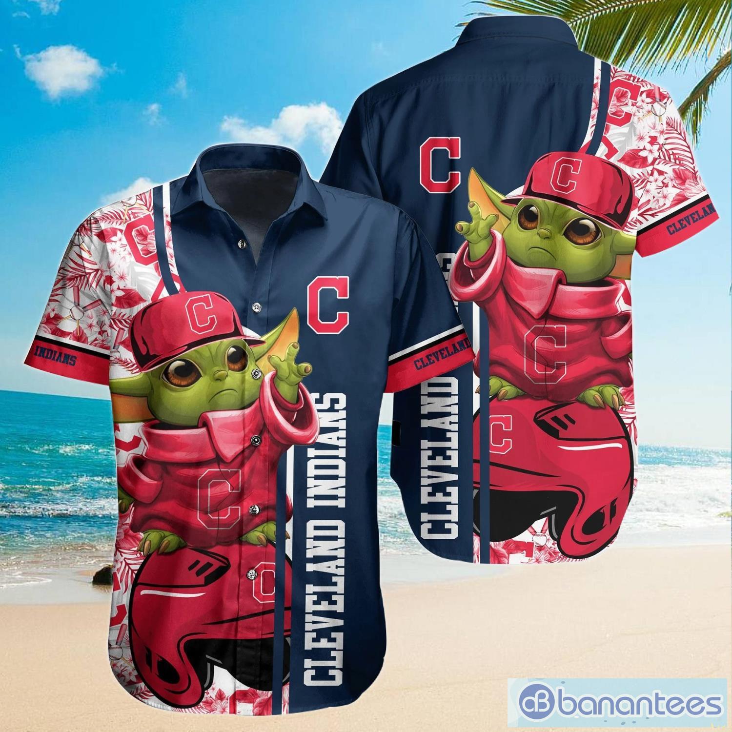 Cleveland Indians Baby Yoda Lover Tropical Style Hawaiian Shirt And Shorts  - Banantees