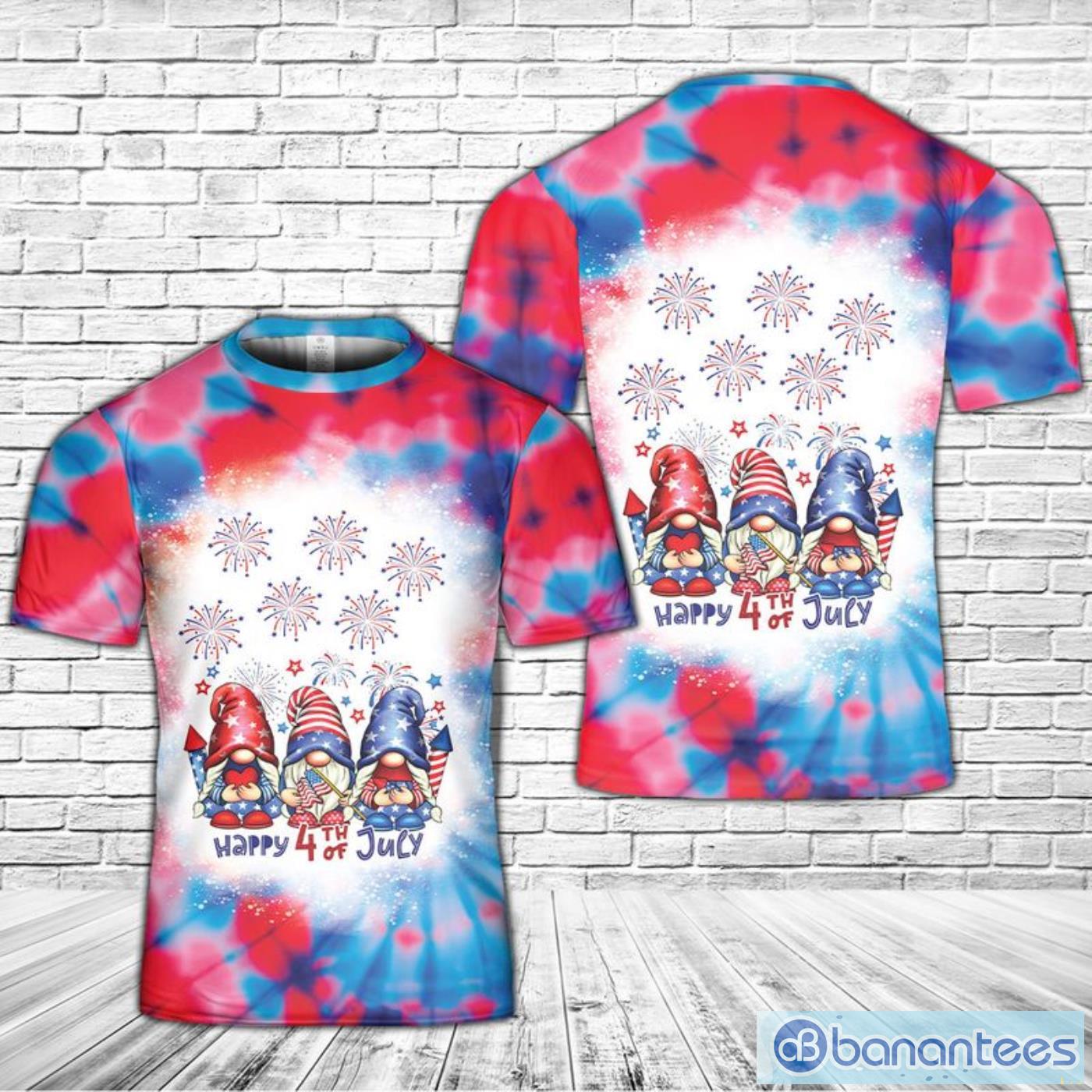 Colorful Gnome Independence Day, 4th Of July All Print 3D T-Shirt Product Photo 1