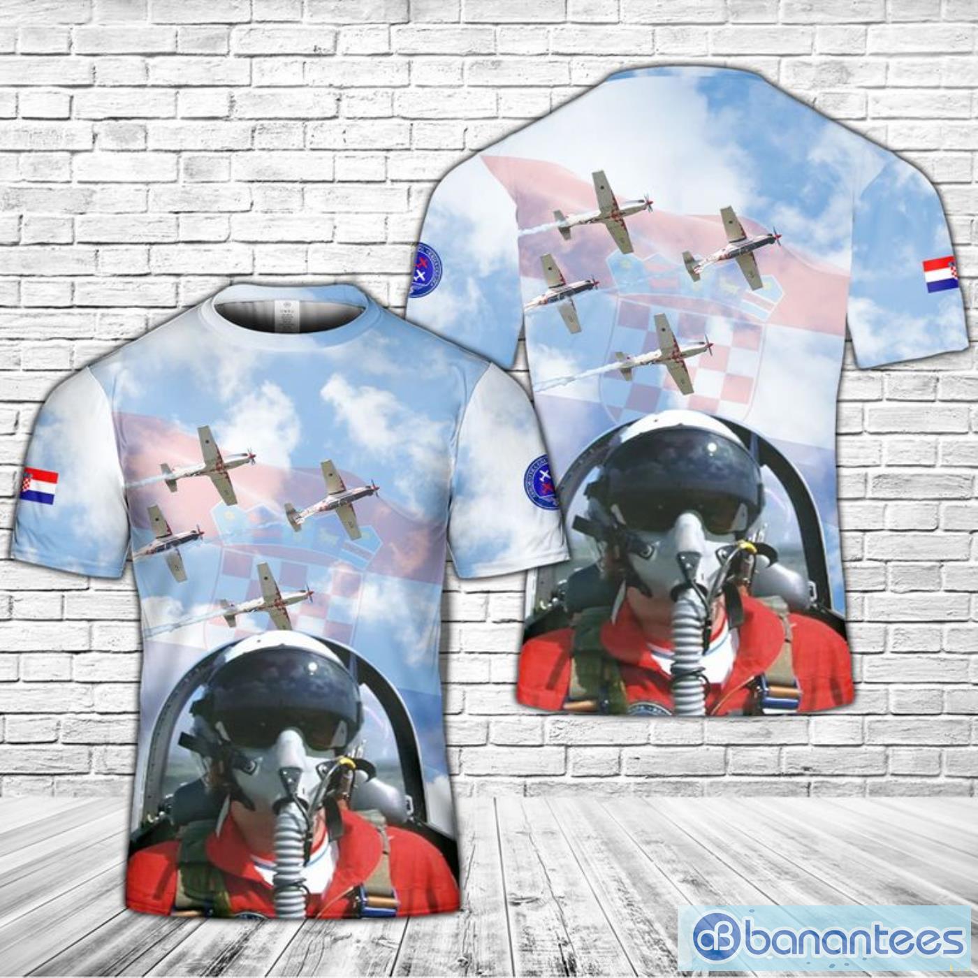 Croatian Air Force Wings Of Storm Krila Oluje Aerobatic Display Team All Print 3D T-Shirt Product Photo 1