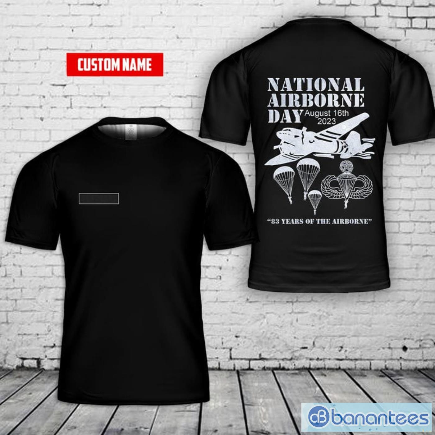 Custom Name 83 Years National Airborne Day All Print 3D T-Shirt Product Photo 1