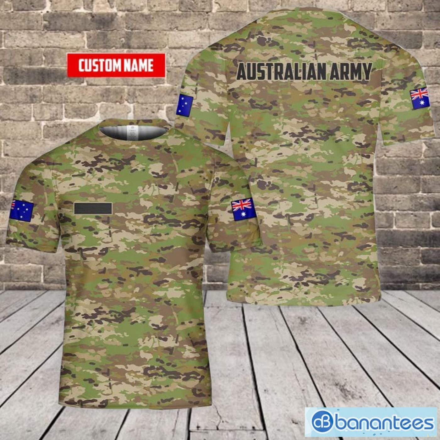 Custom Name Australian Army Multicam Camouflage Uniform (AMCU) Camo All Print 3D T-Shirt Product Photo 1
