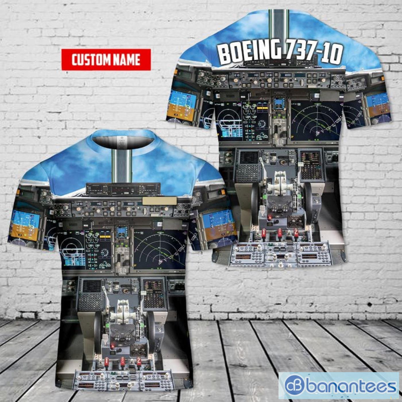 Custom Name Boeing 737-10 Cockpit All Print 3D T-Shirt Product Photo 1