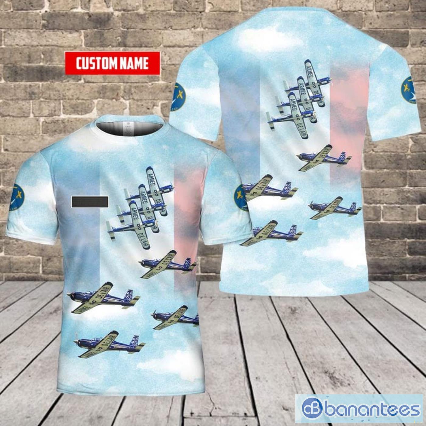 Custom Name French Air And Space Force Cartouche Doré Aerobatic Display Team All Print 3D T-Shirt Product Photo 1