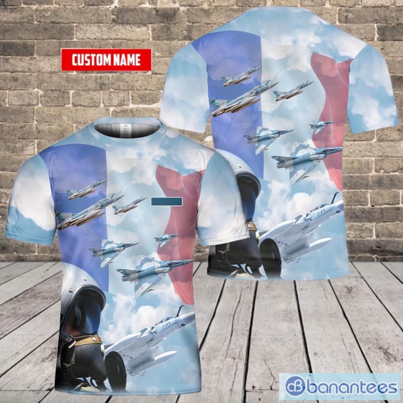 Custom Name French Air And Space Force Dassault Mirage 2000-5F Pilot All Print 3D T-Shirt Product Photo 1