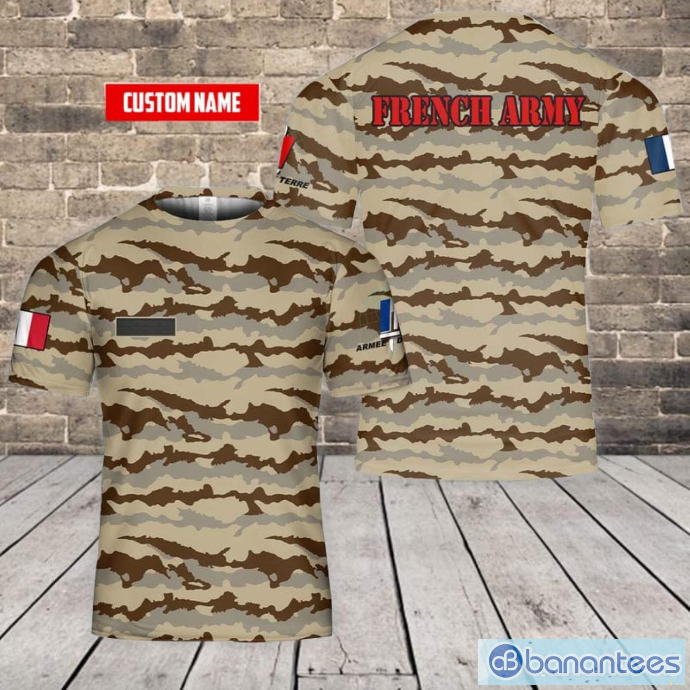 Custom Name French Army Daguet Desert Camo All Print 3D T-Shirt Product Photo 1