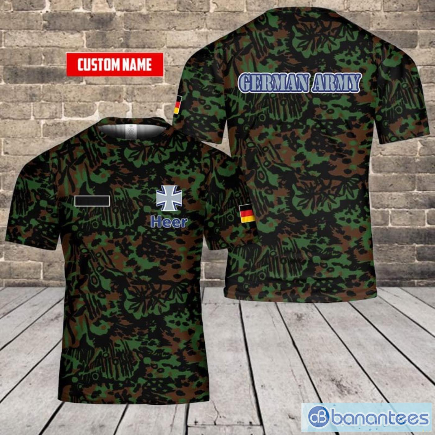 Custom Name German Army WW2 Palmenmuster Palm Tree Spring Camo All Print 3D T-Shirt Product Photo 1