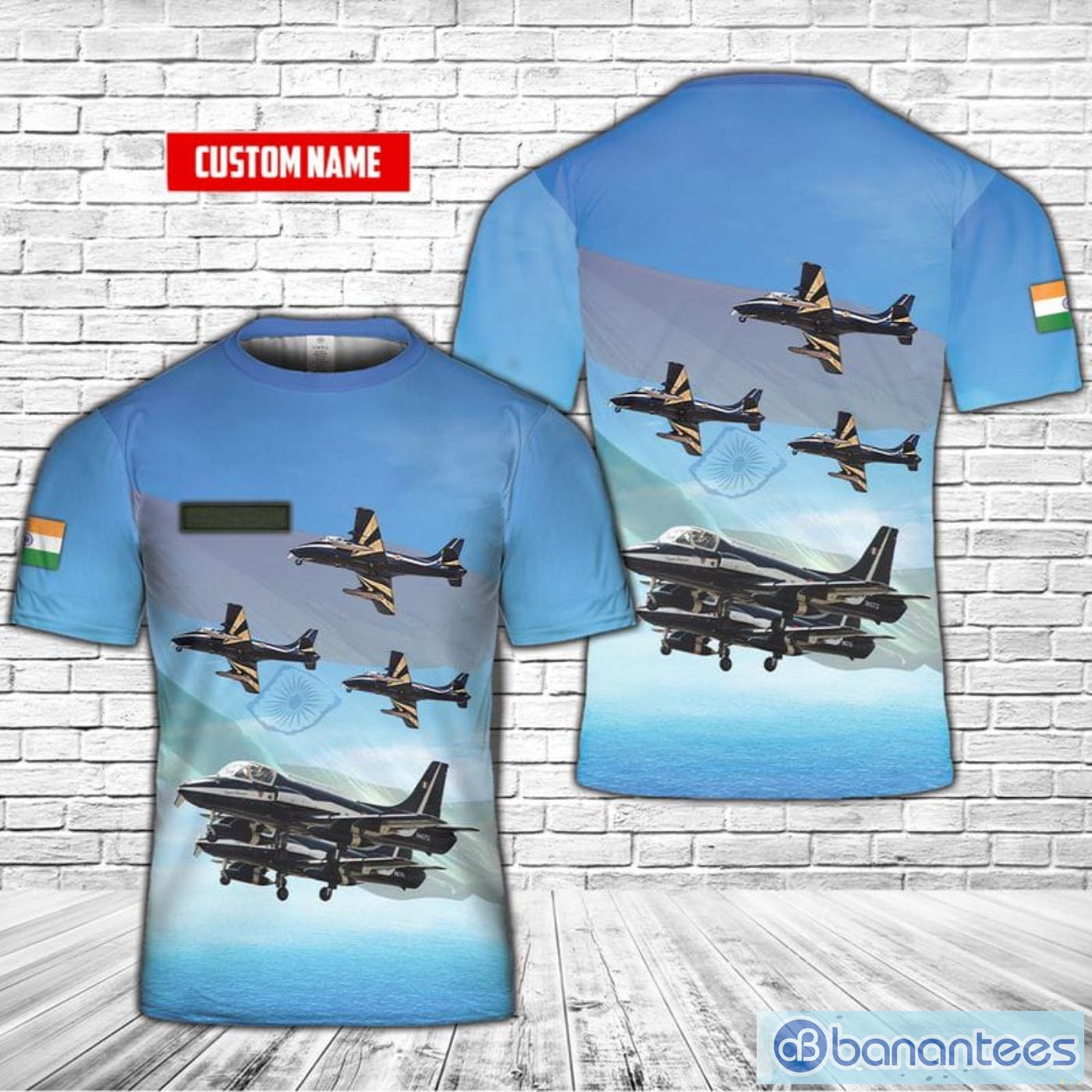 Custom Name Indian Navy Sagar Pawan Aerobatic Flight Demonstration Team All Print 3D T-Shirt Product Photo 1