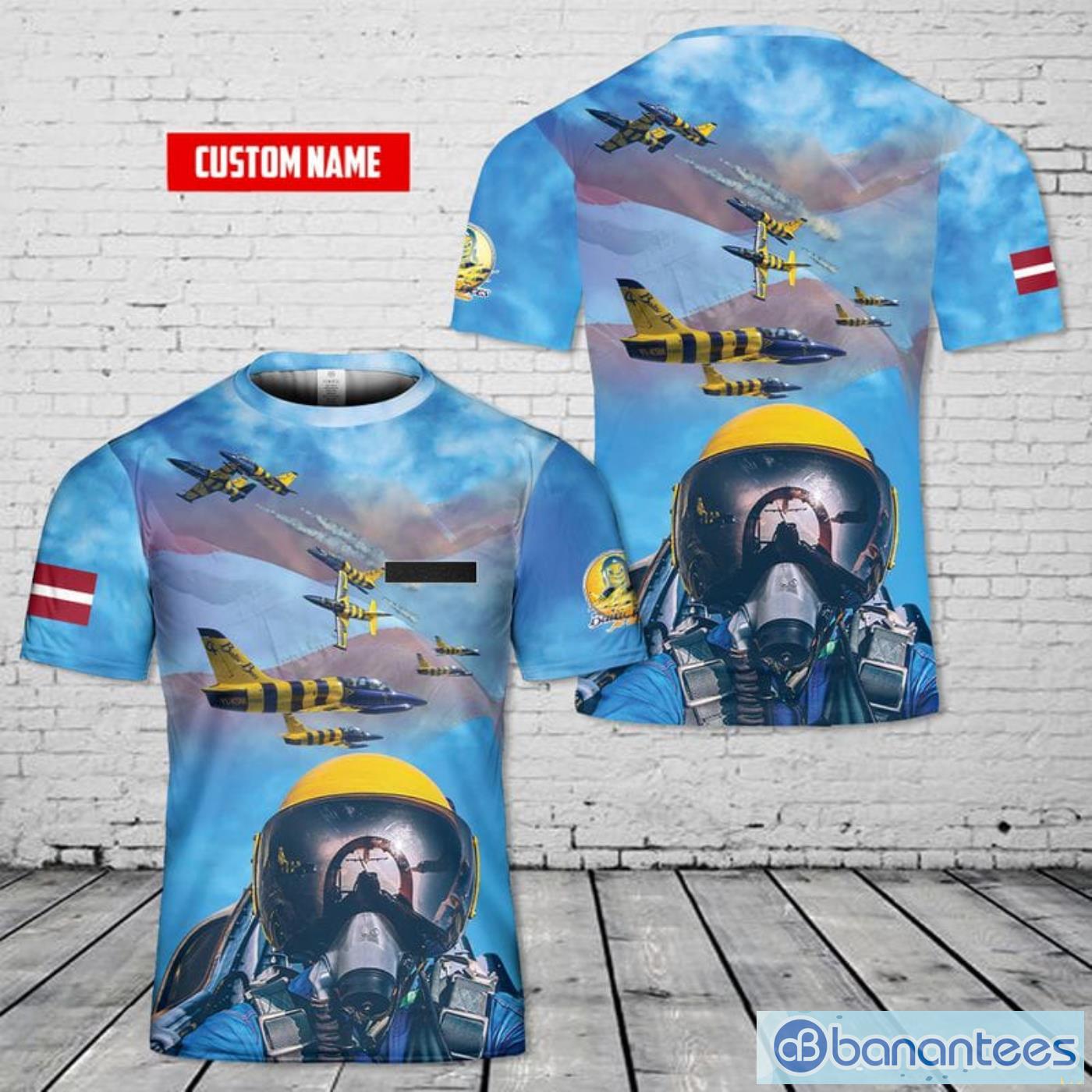 Custom Name Latvia Baltic Bees Jet Team Civilian Aerobatic Display Team All Print 3D T-Shirt Product Photo 1