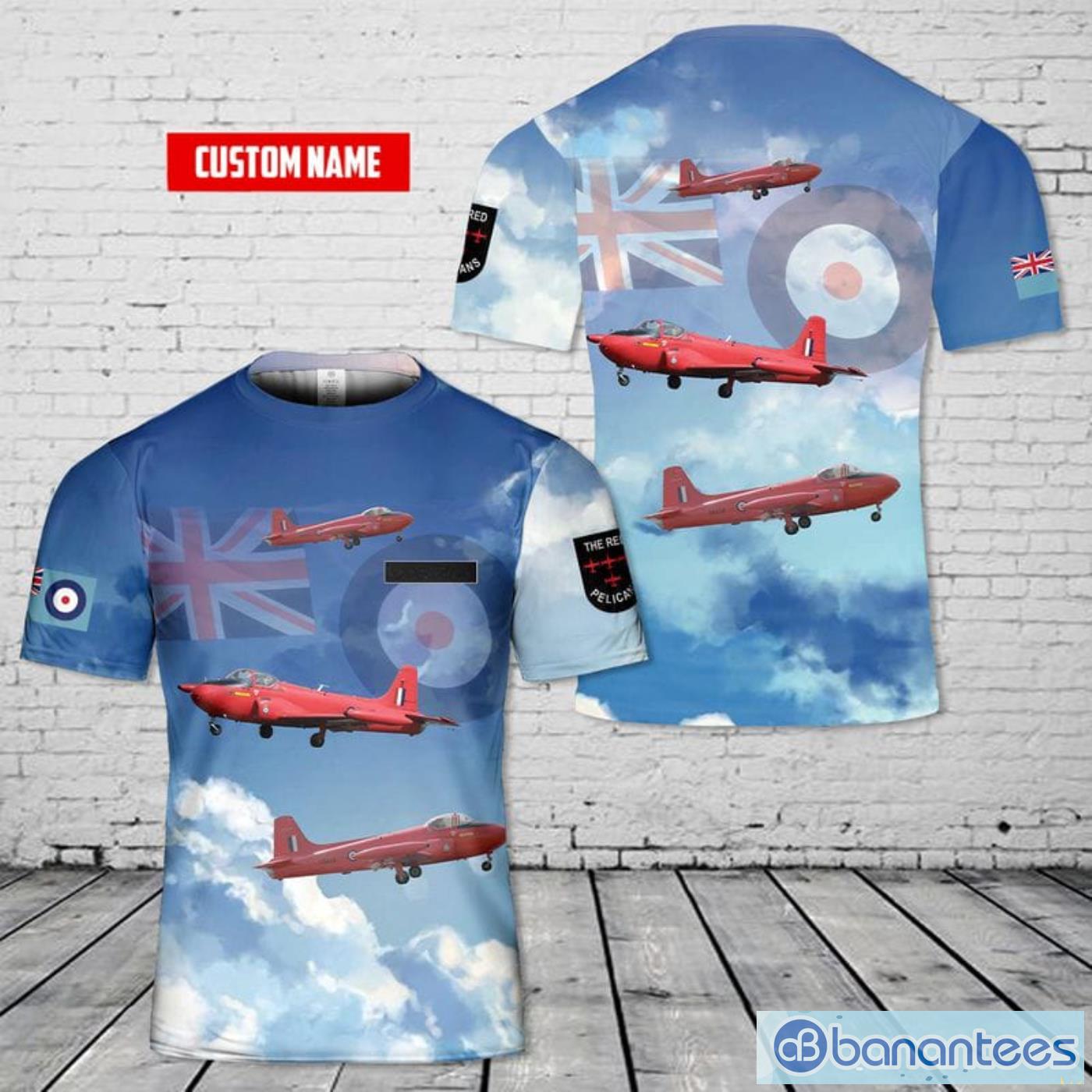 Custom Name Royal Air Force Red Pelicans Aerobatic Flight Display Team All Print 3D T-Shirt Product Photo 1
