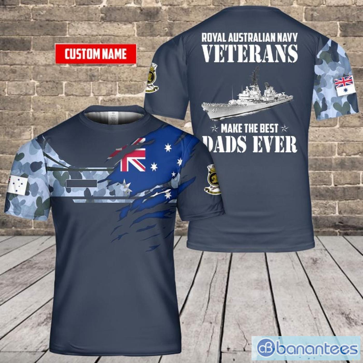 Custom Name Royal Australian Navy RAN HMAS Brisbane (D 41), Father's Day All Print 3D T-Shirt Product Photo 1
