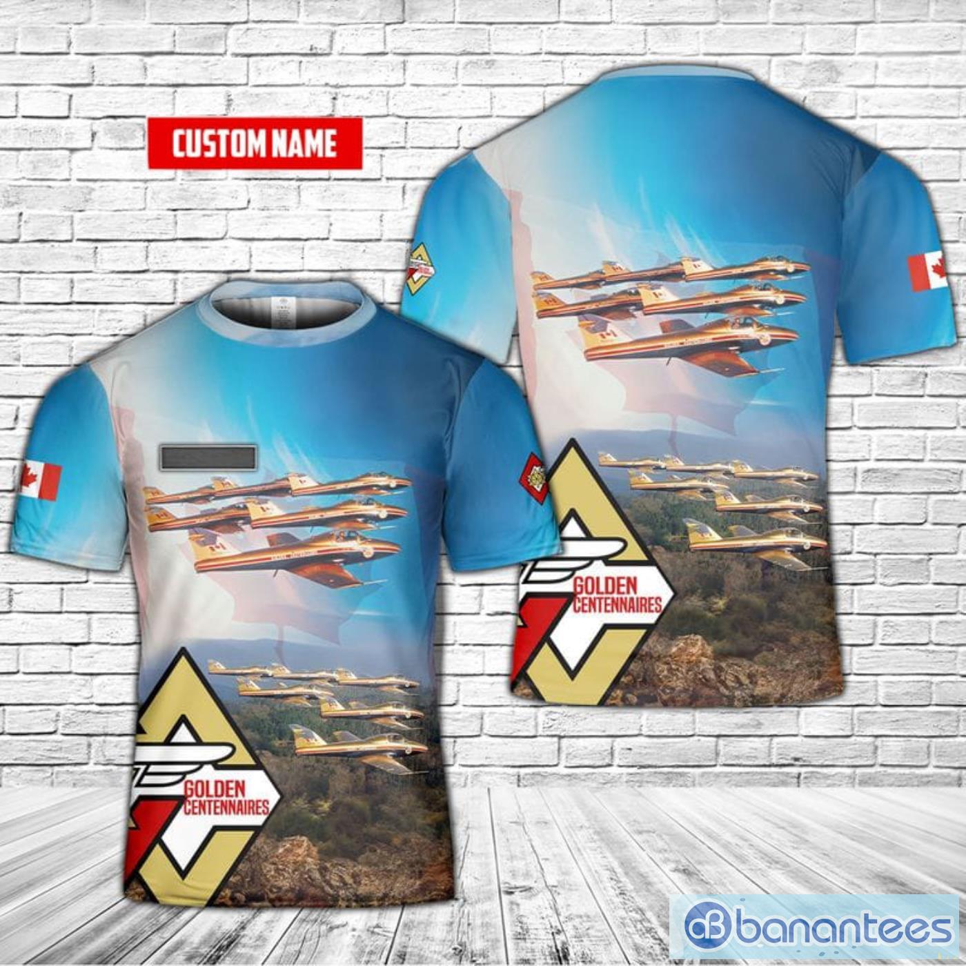 Custom Name Royal Canadian Air Force Golden Centennaires Aerobatic Flight Demonstration Team All Print 3D T-Shirt Product Photo 1