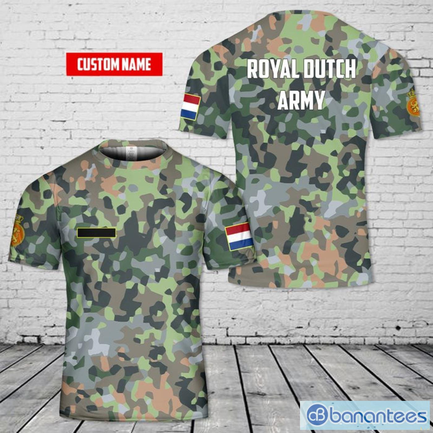 Custom Name Royal Dutch Army Fractal Pattern (NFP) Camo All Print 3D T-Shirt Product Photo 1