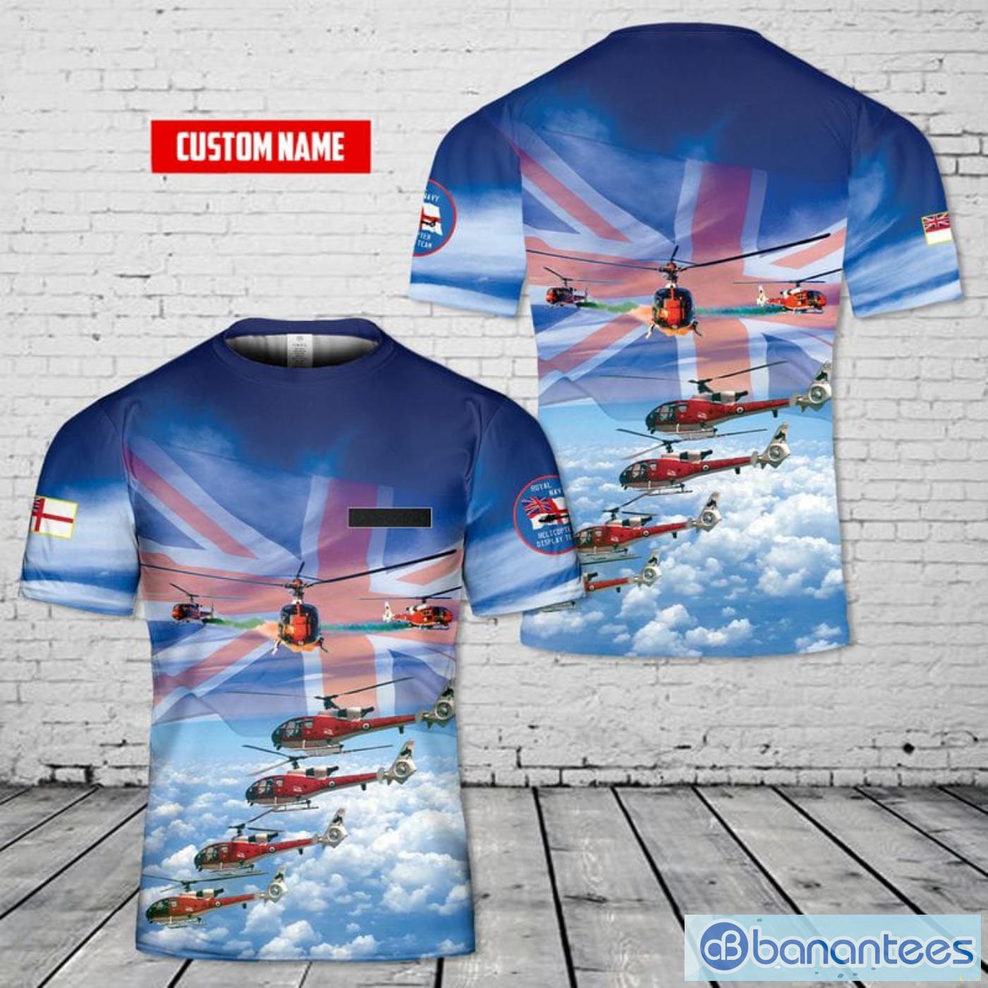 Custom Name Royal Navy The Sharks Helicopter Display Team From 1975 To 1992 All Print 3D T-Shirt Product Photo 1