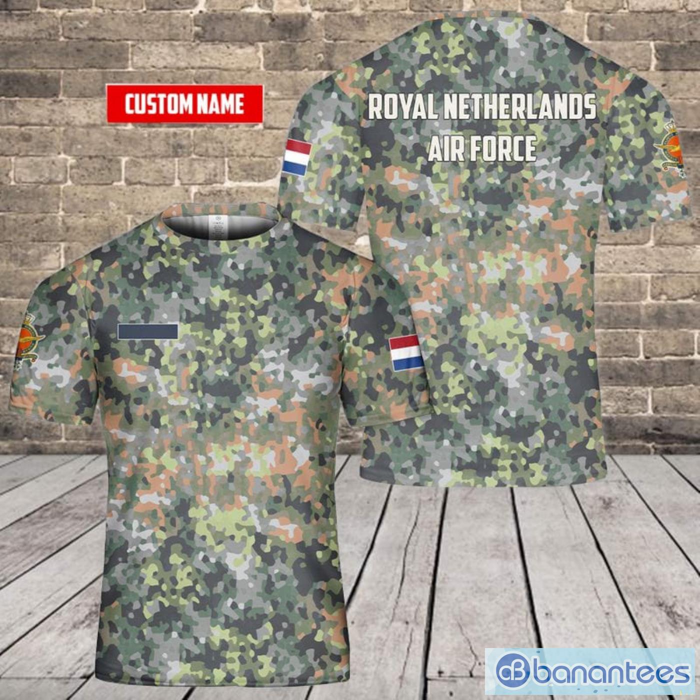 Custom Name Royal Netherlands Air Force DFP Camo All Print 3D T-Shirt Product Photo 1