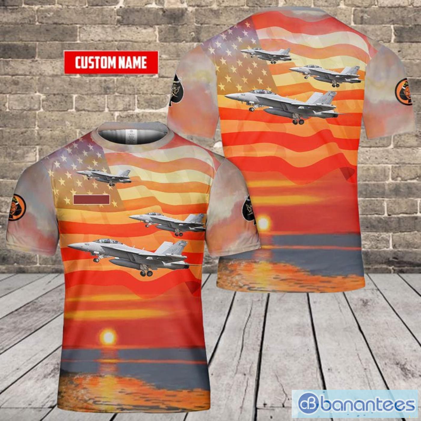 Custom Name US Navy EA-18G Growler Of VAQ-144 “Main Battery All Print 3D T-Shirt Product Photo 1
