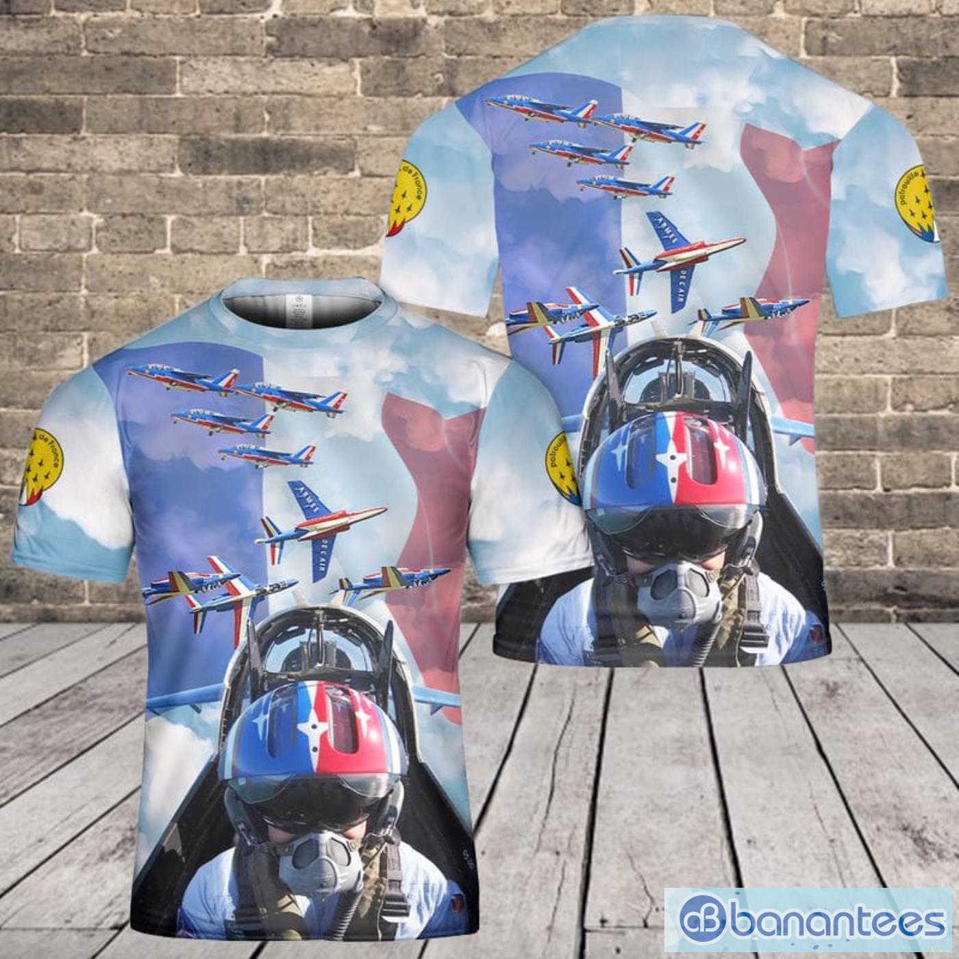 French Air And Space Force Patrouille De France (PAF) Precision Aerobatics Demonstration All Print 3D T-Shirt Product Photo 1