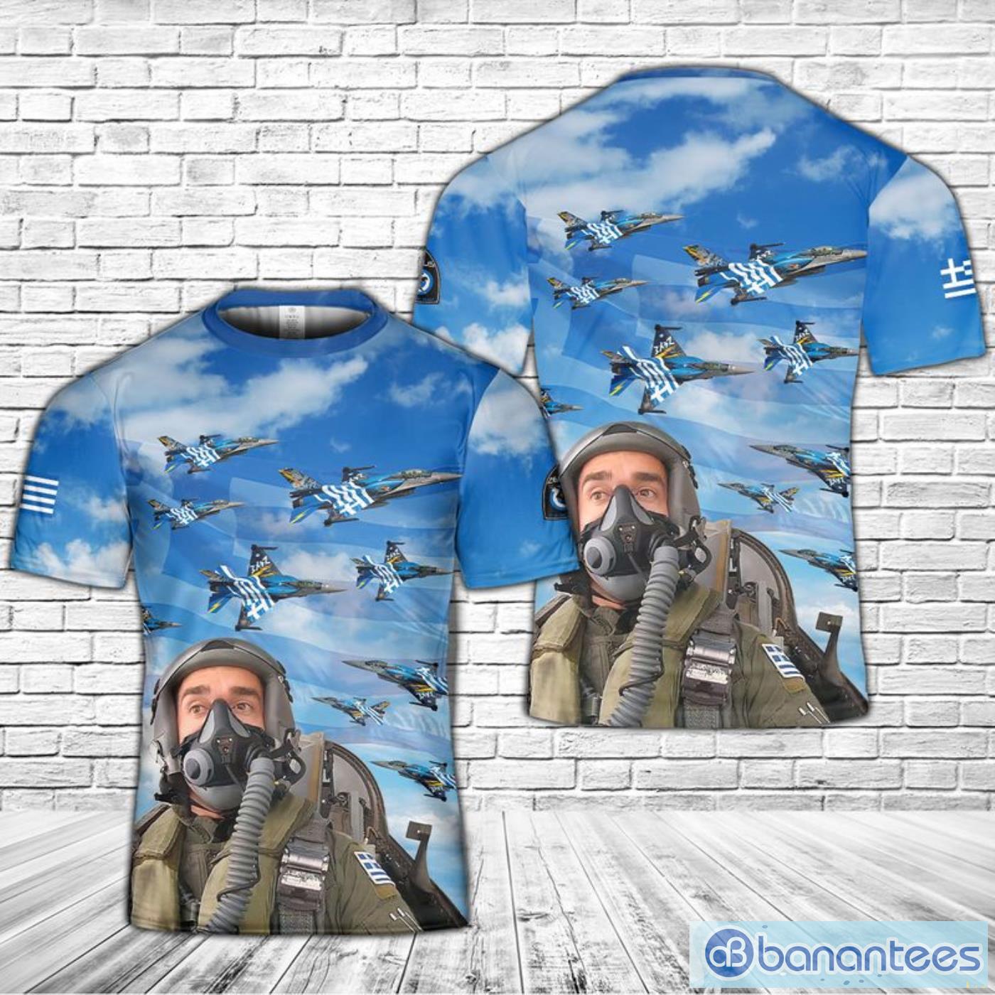 Hellenic Air Force F-16 Demo Team Zeus Aerobatic Teams All Print 3D T-Shirt Product Photo 1