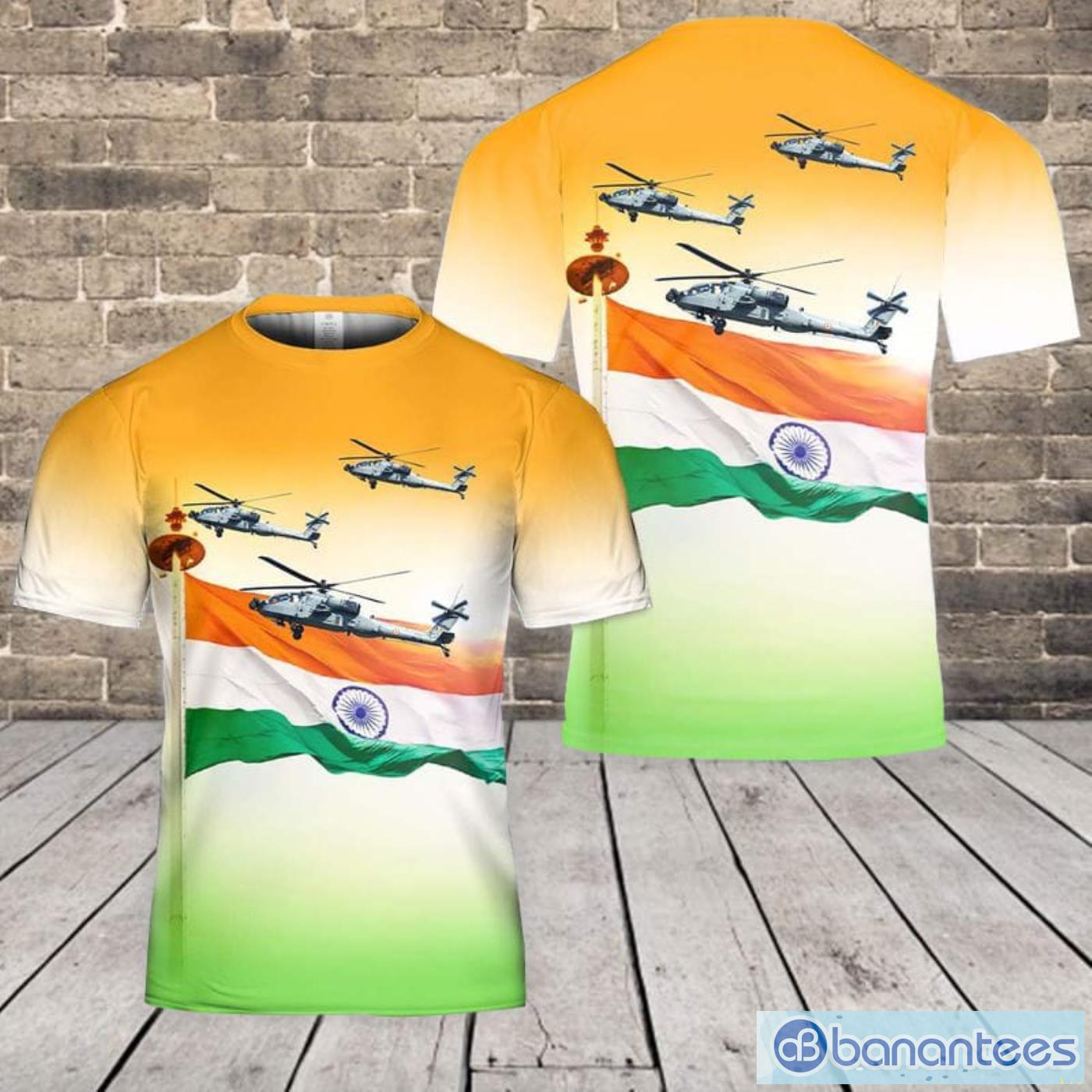 Indian Air Force AH-64 Apache, Happy Independence Day India All Print 3D T-Shirt Product Photo 1