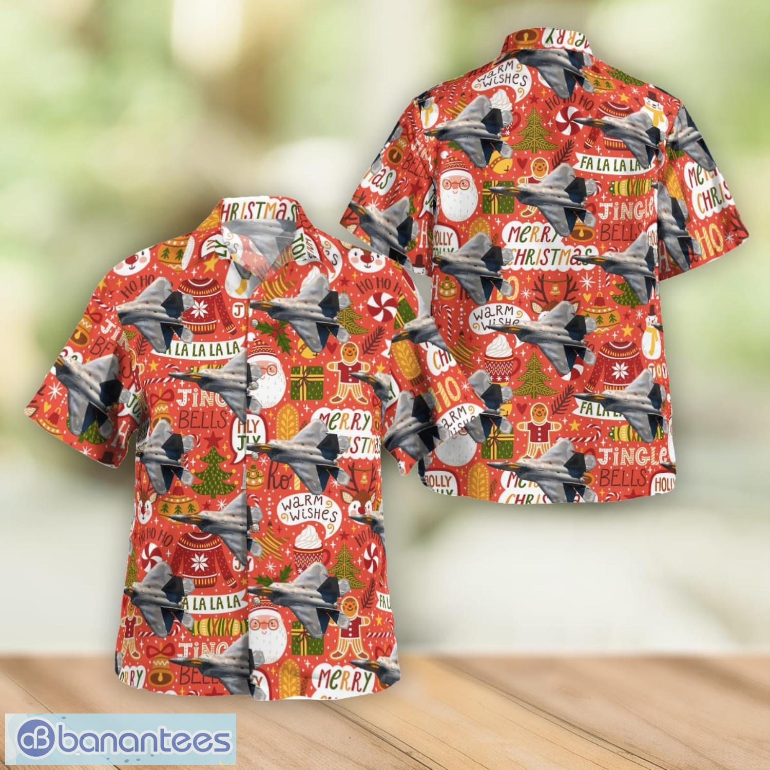 Lockheed Martin F-22 Raptor Christmas Beach Gift Aloha Hawaiian Shirt Product Photo 1