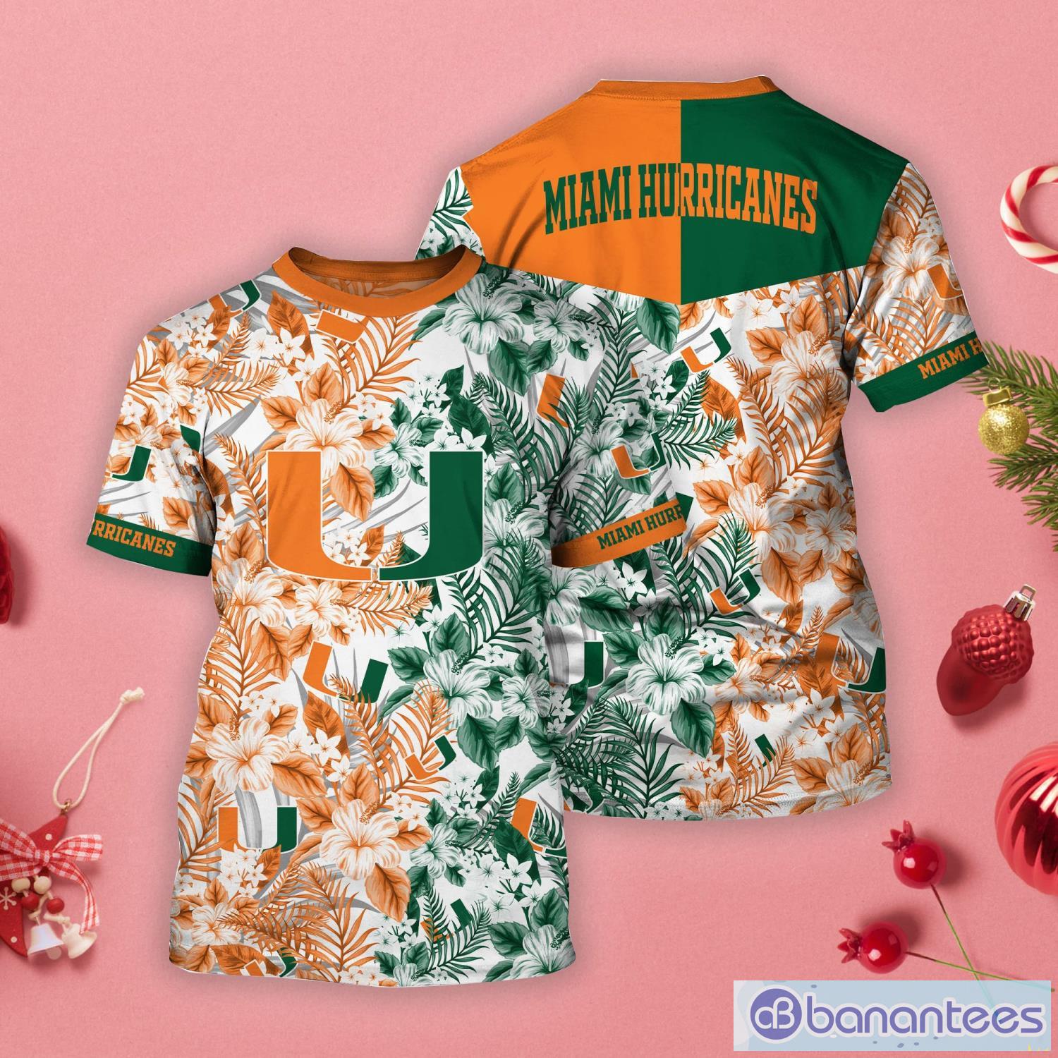 Miami Hurricanes Coconut Pattern 3D T-Shirt For Fans - Banantees