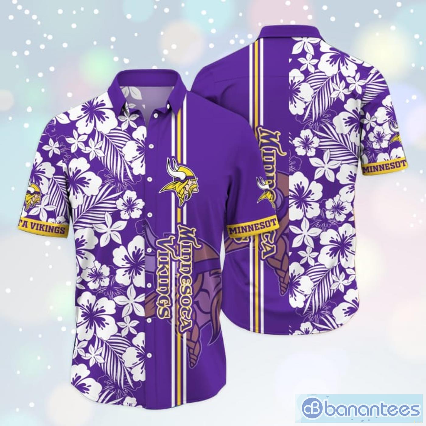 Minnesota Vikings Tropical Floral Custom Name Aloha Hawaiian Shirt