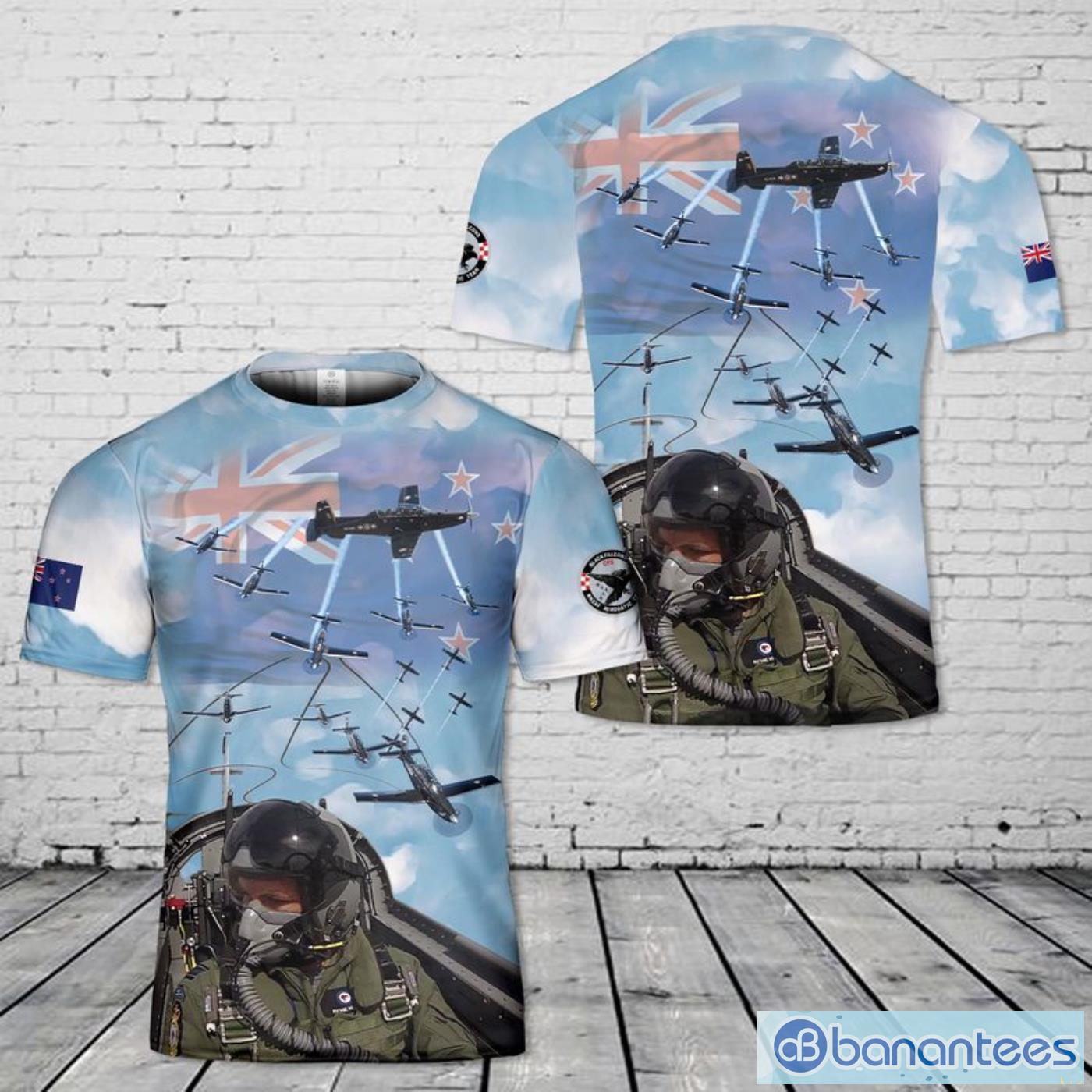 Royal New Zealand Air Force Black Falcons Aerobatic Display Team All Print 3D T-Shirt Product Photo 1