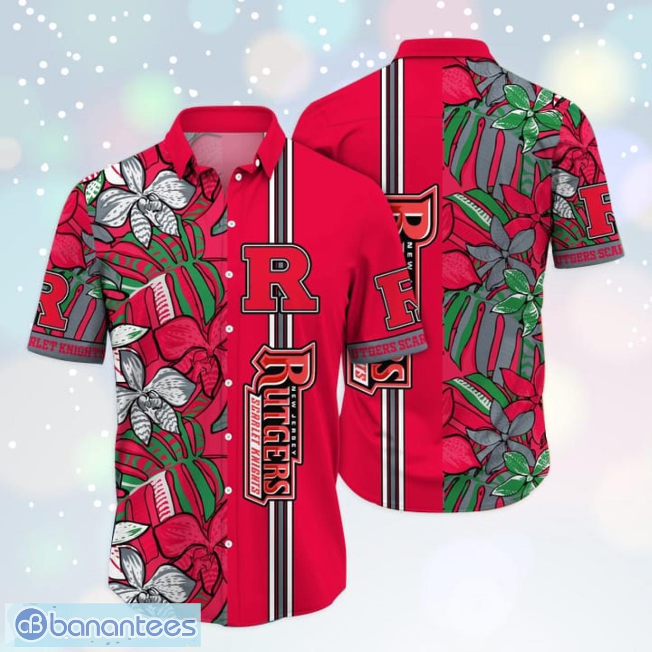 NCAA Rutgers Scarlet Knights Flower Cheap Hawaiian Shirt 3D Shirt, Gifts  For Rutgers Scarlet Knights Football Fans - T-shirts Low Price