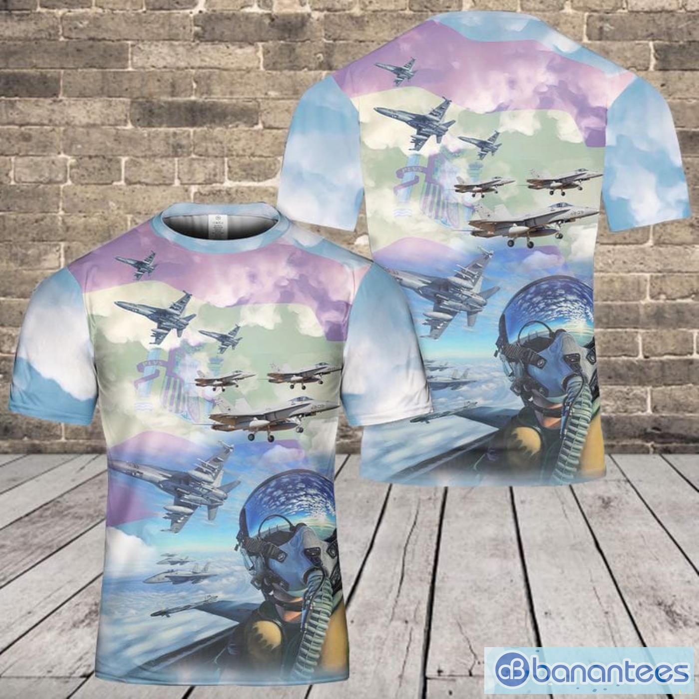 Spanish Air And Space Force Boeing FA-18 Hornet Pilot All Print 3D T-Shirt Product Photo 1