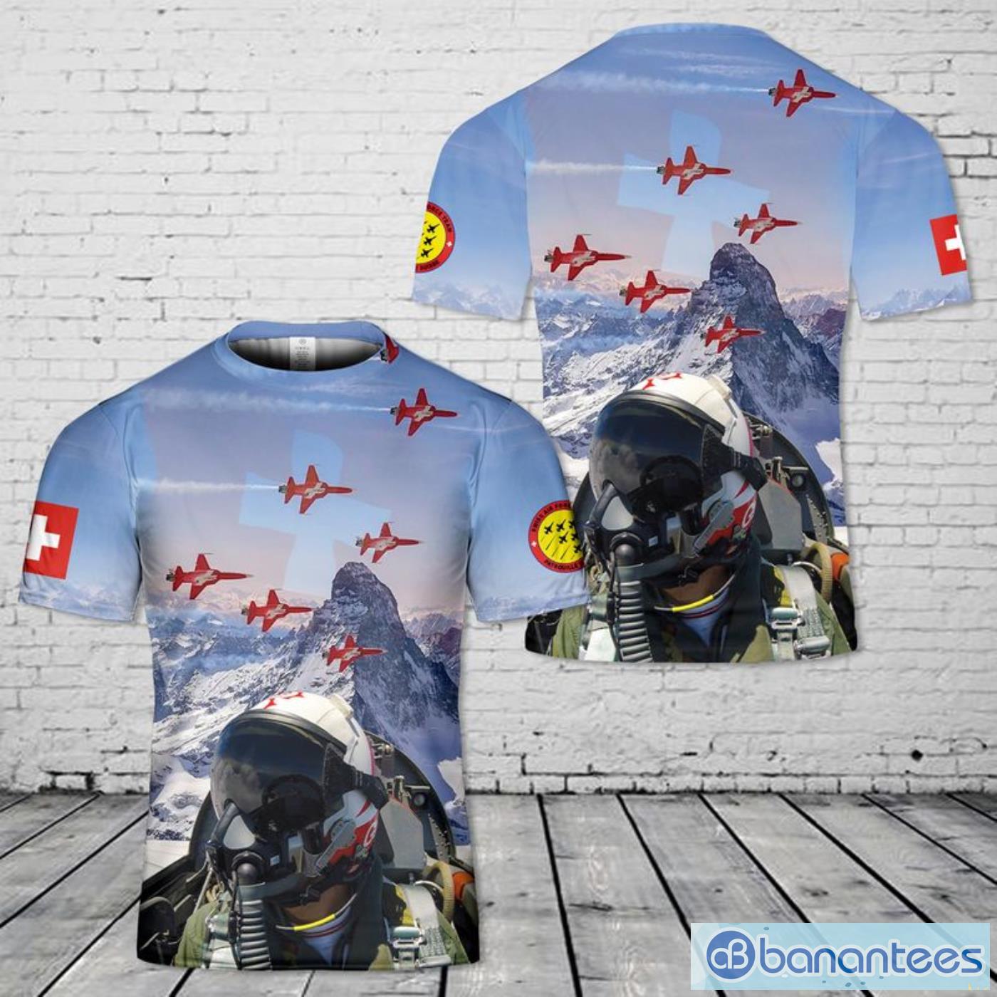 Swiss Air Force Patrouille Suisse Aerobatic Team All Print 3D T-Shirt Product Photo 1
