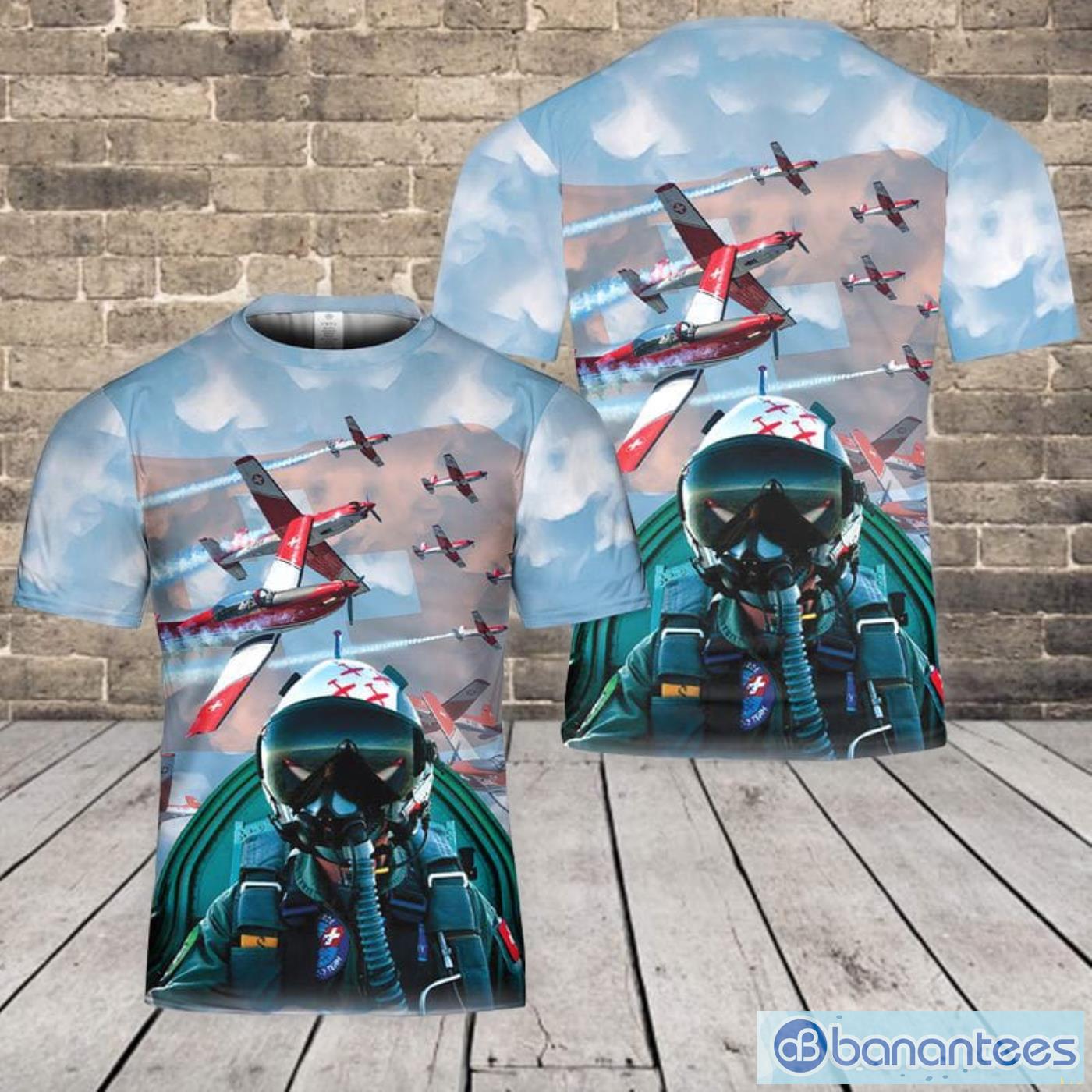 Swiss Air Force PC-7 Team Aerobatic Display Team All Print 3D T-Shirt Product Photo 1