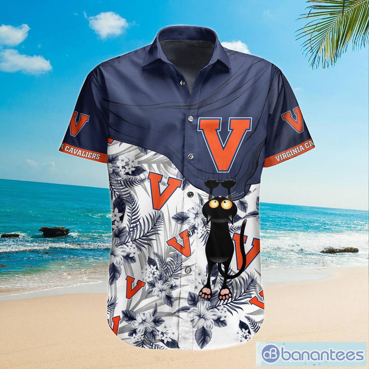 virginia cavaliers cute black cat hawaiian shirt and shorts funny summer gift 1 image Virginia Cavaliers Cute Black Cat Hawaiian Shirt And Shorts Funny Summer Gift Product Photo 2