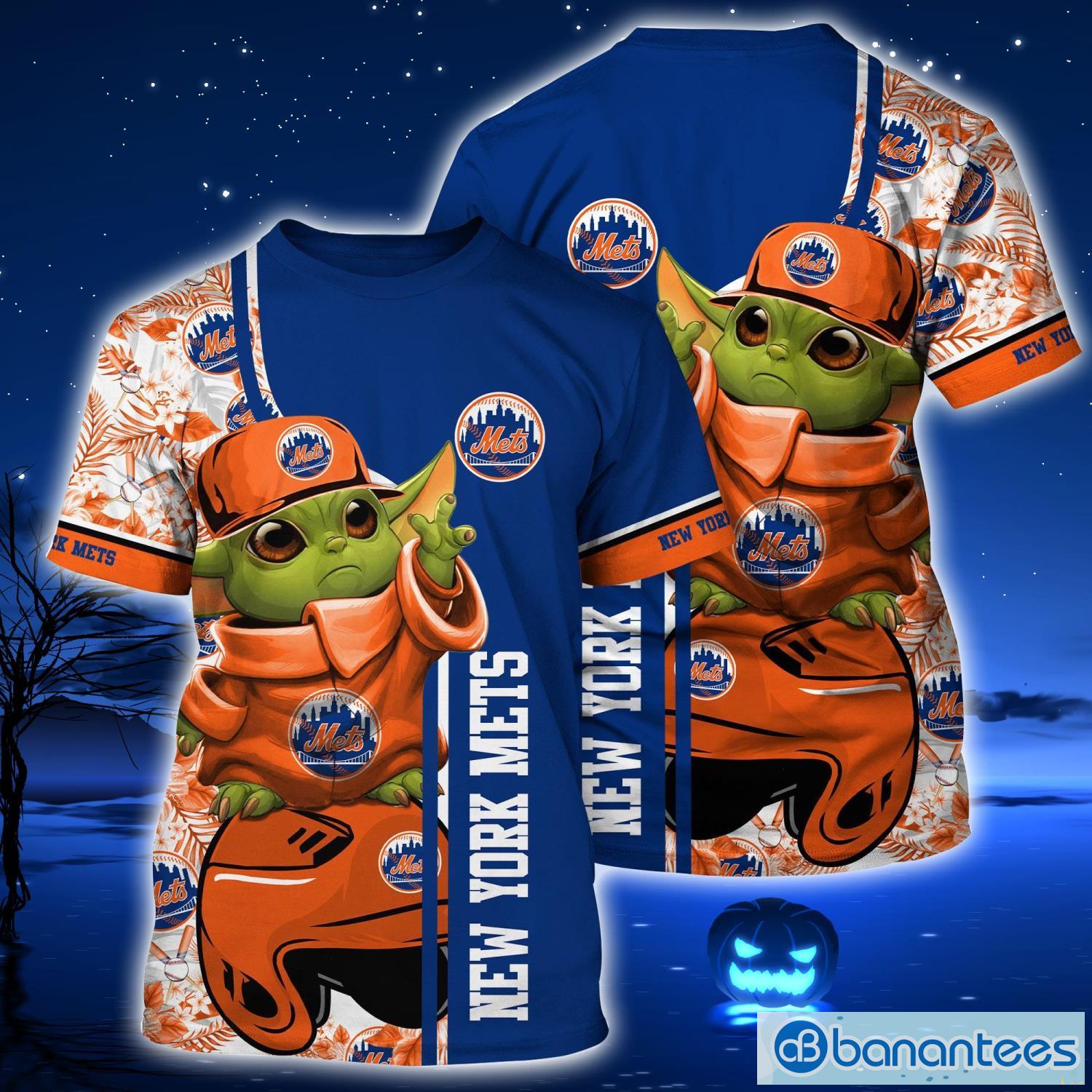 New York Mets Yoda Surfboard 3D T-Shirt For Fans - Banantees