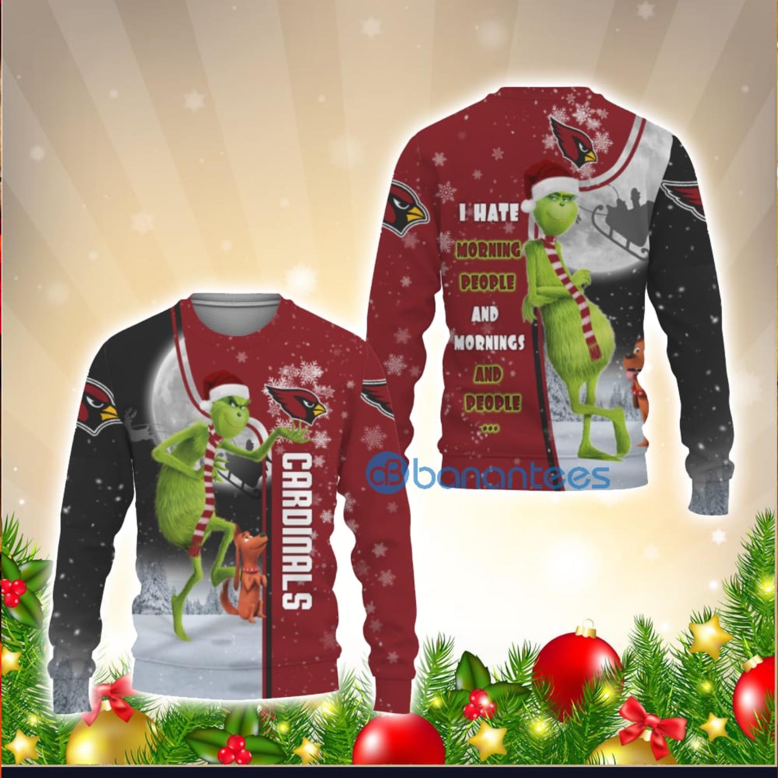 Men And Women Christmas Gift NFL Arizona Cardinals Logo With Funny Grinch  3D Ugly Christmas Sweater For Fans - Banantees