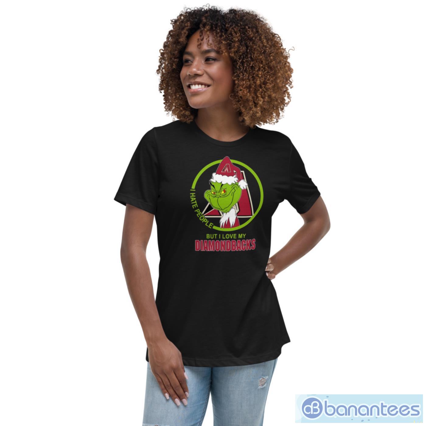 Arizona Diamondbacks MLB Christmas Grinch I Hate People But I Love My Favorite Baseball Team T Shirt - Womens Relaxed Short Sleeve Jersey Tee Arizona Diamondbacks MLB Christmas Grinch I Hate People But I Love My Favorite Baseball Team T Shirt - Womens Relaxed Short Sleeve Jersey Tee