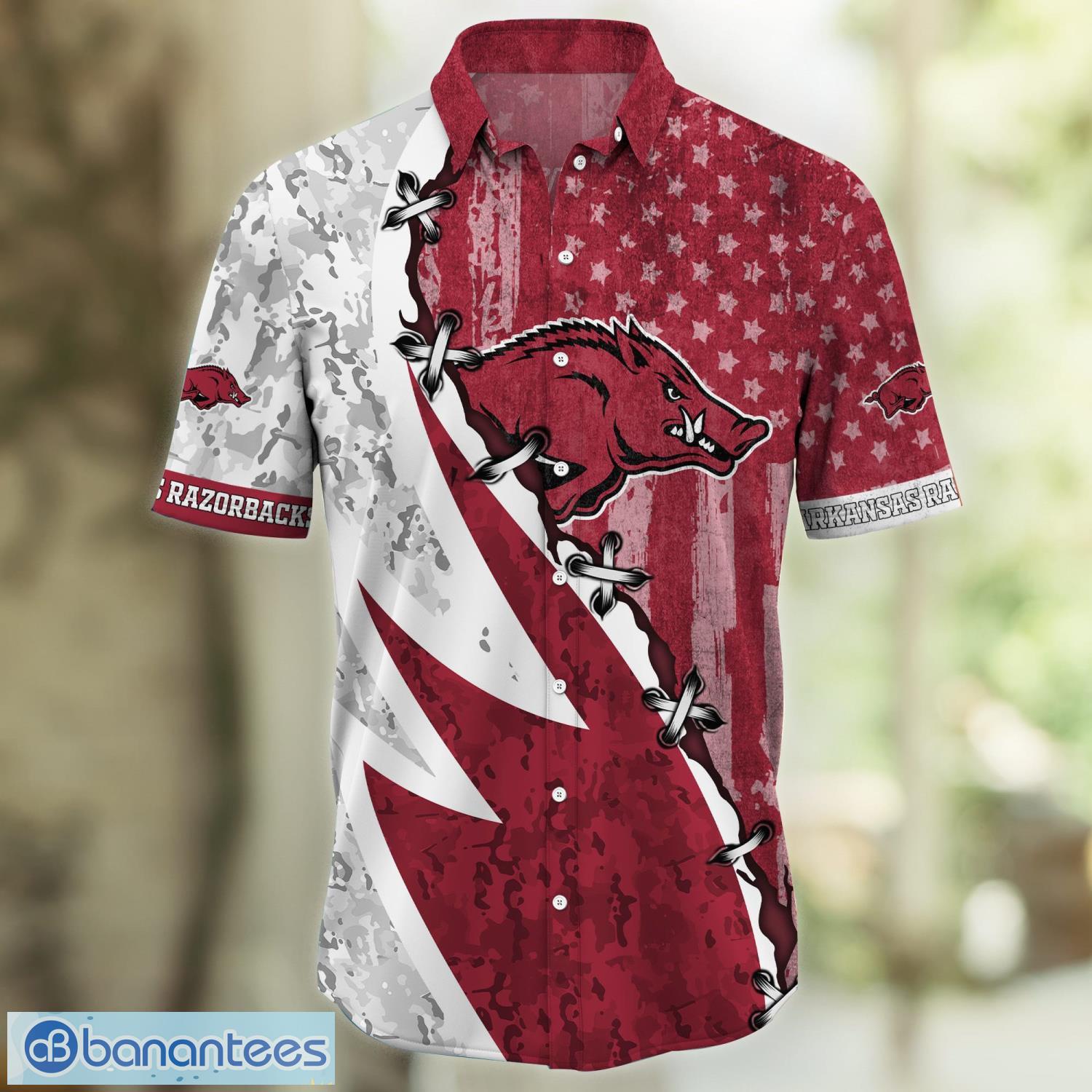 NCAA Arkansas Razorbacks Flower Button Up Hawaiian Shirt 3D Shirt