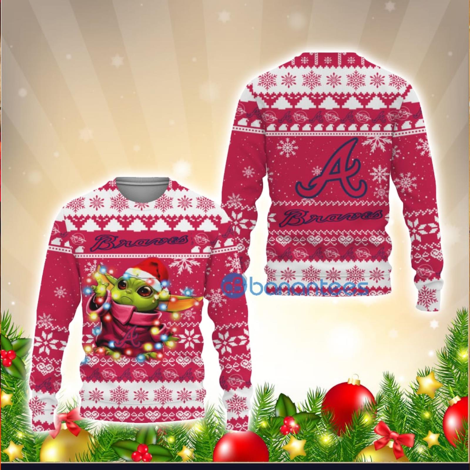 Atlanta Braves Cute Baby Yoda Star Wars 3D Ugly Christmas Sweater Unisex  Men and Women Christmas Gift - Banantees