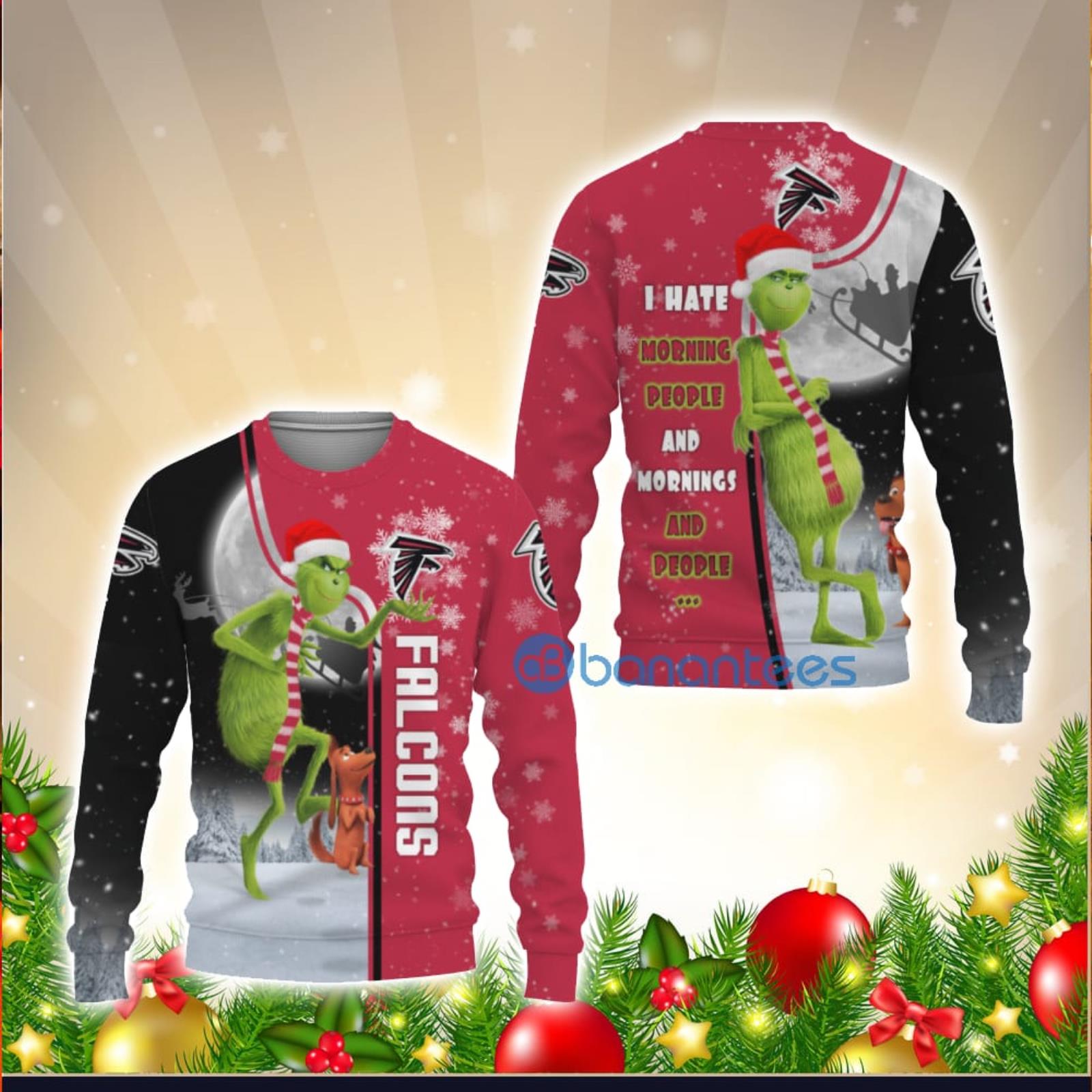 Men And Women Christmas Gift NFL Atlanta Falcons Logo With Funny Grinch 3D Ugly  Christmas Sweater For Fans - Banantees