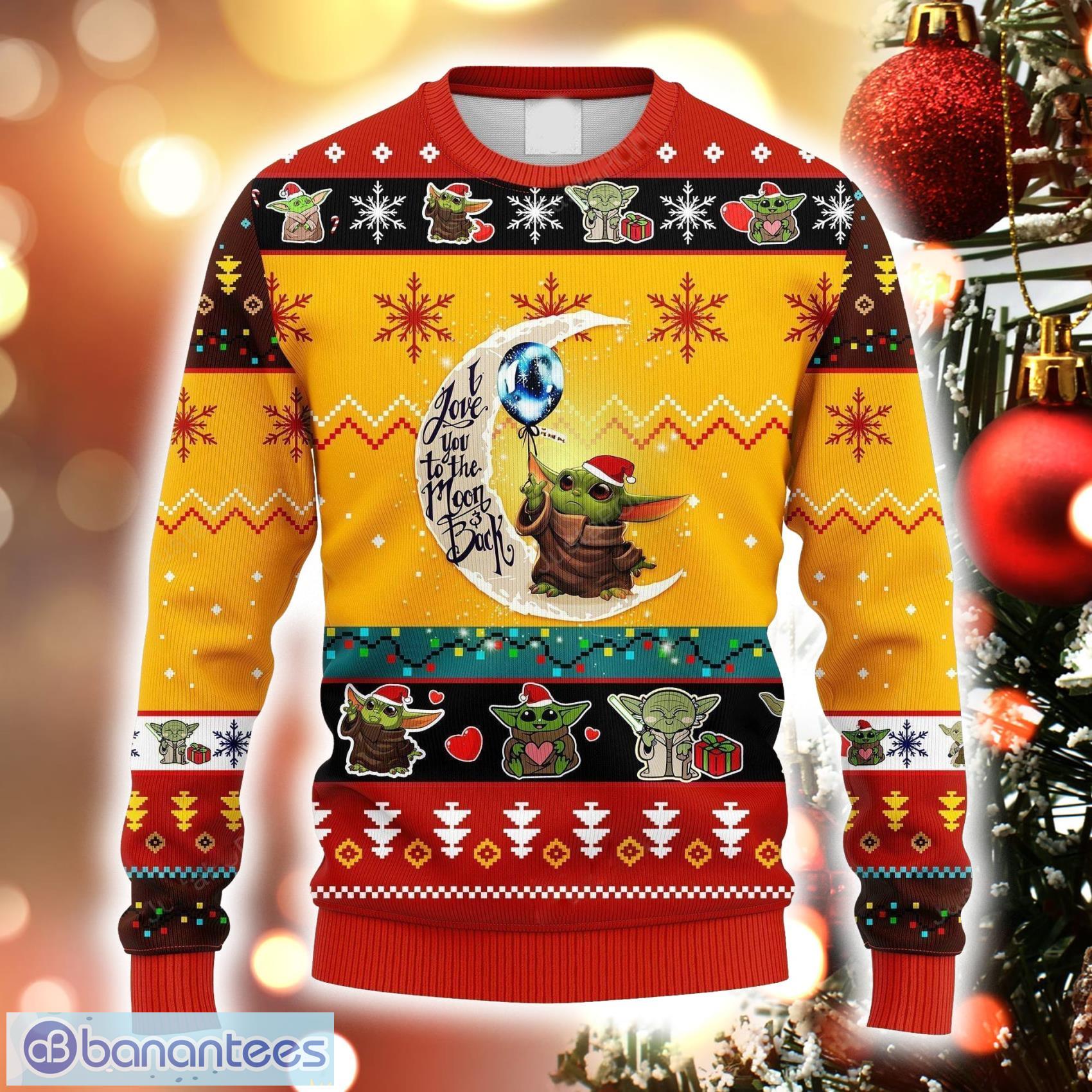 Baby Yoda AOP Print Chirstmas Ugly Sweater Baby Yoda Christmas Sweater Baby  Yoda I Love You To The Moon And Back - Banantees