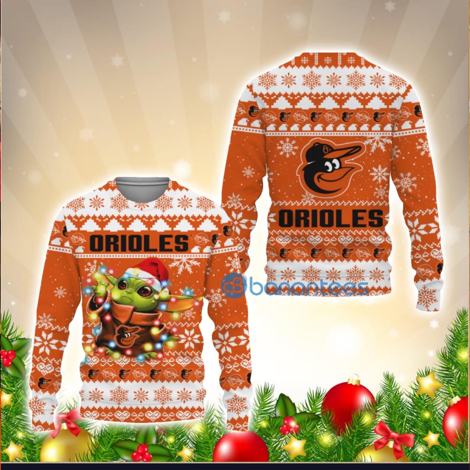 Baltimore Orioles Cute Baby Yoda Star Wars 3D Ugly Christmas Sweater Unisex  Men and Women Christmas Gift - Banantees