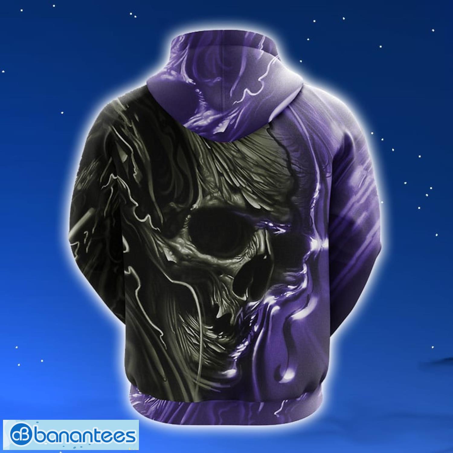 Baltimore Ravens NFL Skull Funny Violet Hoodie, Zip Hoodie 3D All