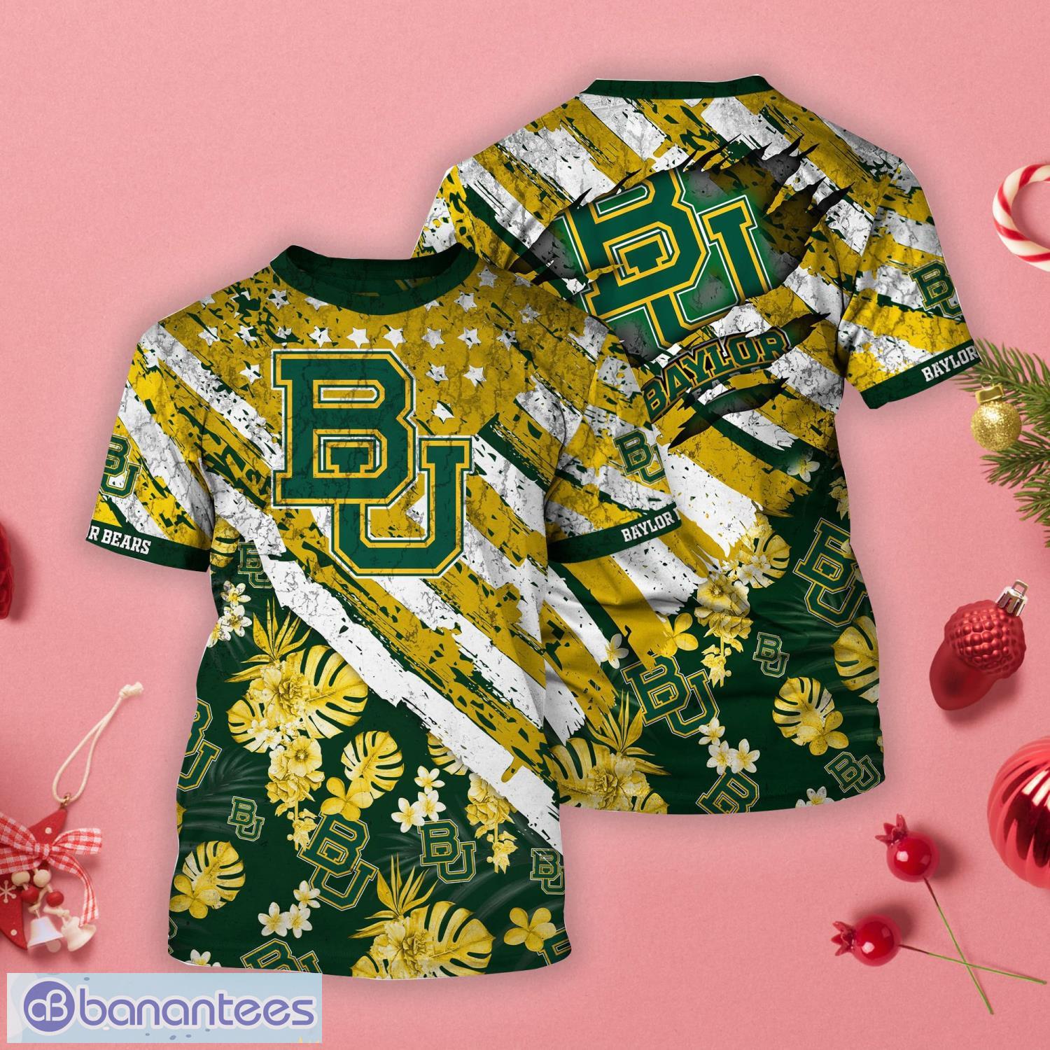 Baylor Bears Tropical Flower Style And Flag All Over Printed 3D T-Shirt Product Photo 1