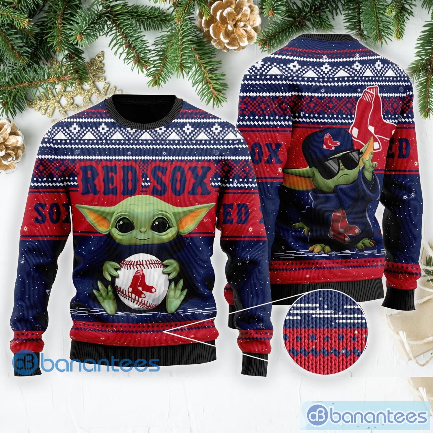 Boston Red Sox Cute Baby Yoda Star Wars 3D Ugly Christmas Sweater Unisex  Men and Women Christmas Gift - Banantees