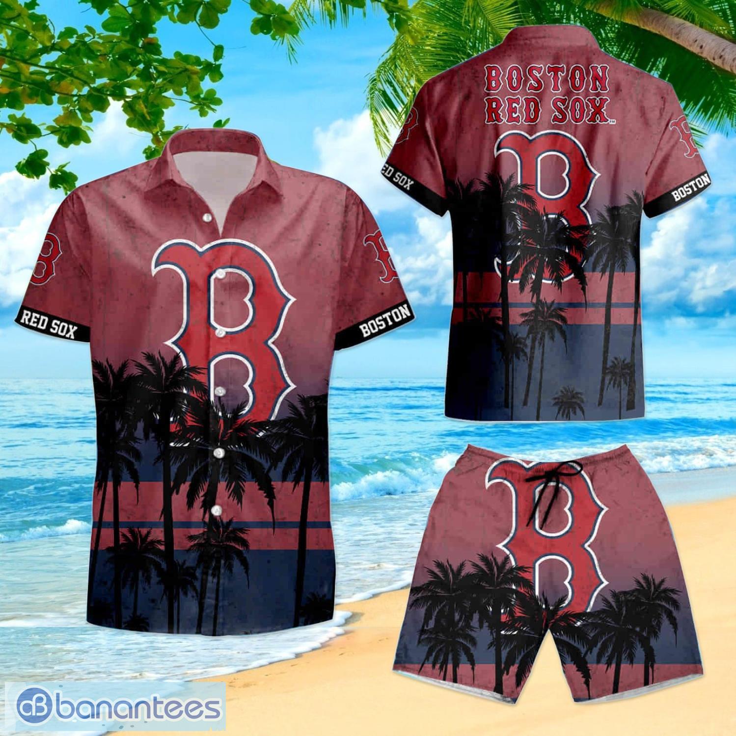 Mlb Boston Red Sox Short Sleeve Aloha Hawaiian Shirt And Shorts Beach Gift  - Banantees