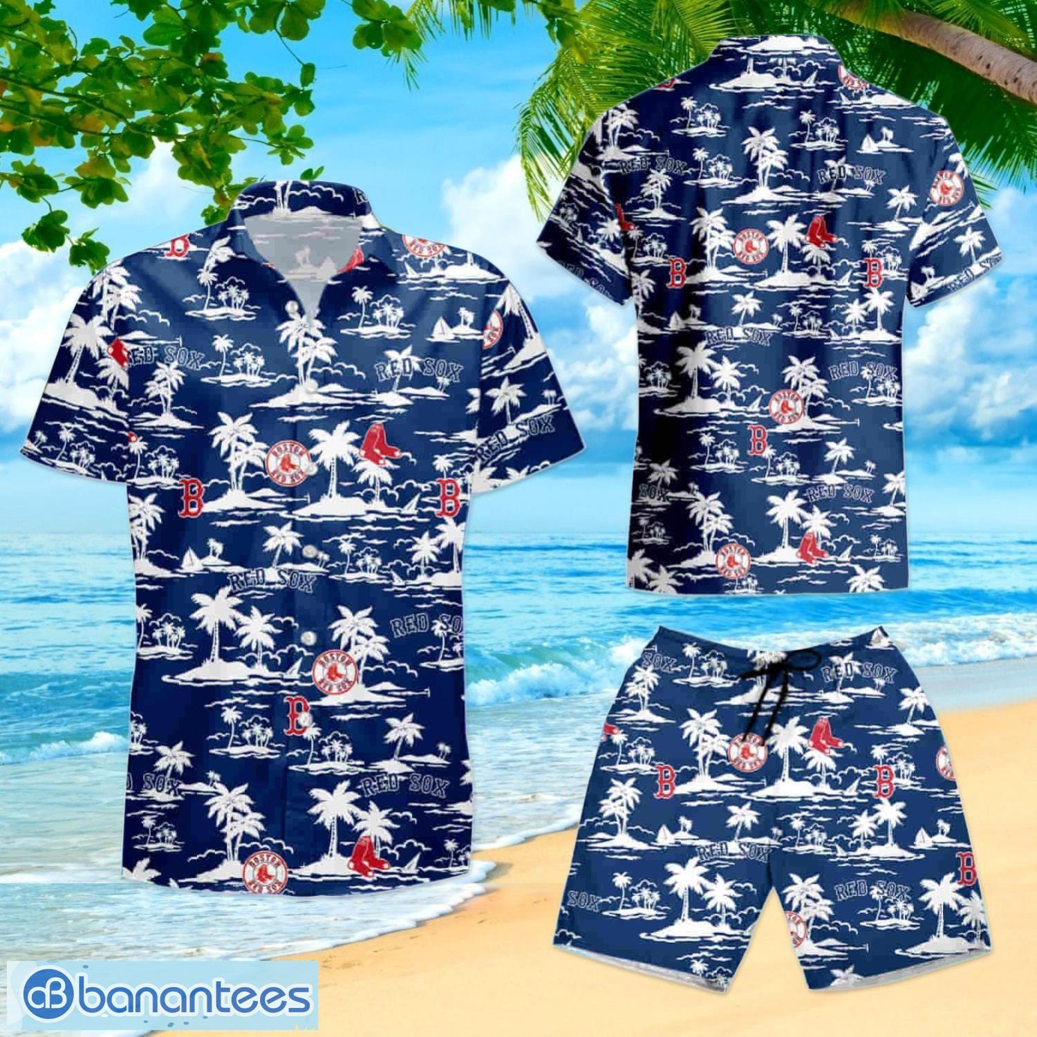 Mlb Boston Red Sox Short Sleeve Aloha Hawaiian Shirt And Shorts Beach Gift  - Banantees