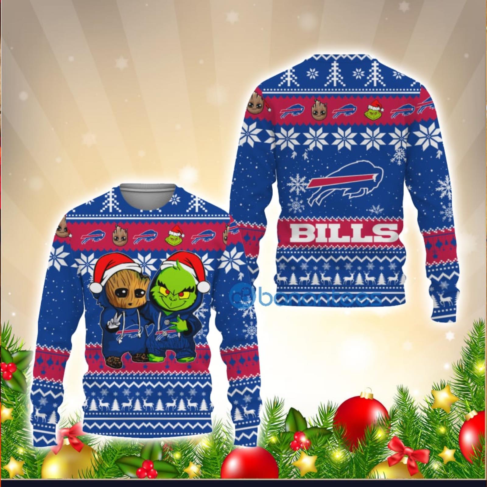 NFL Buffalo Bills Groot Hug Christmas Ugly 3D Sweater For Men And Women  Gift Ugly Christmas - Banantees