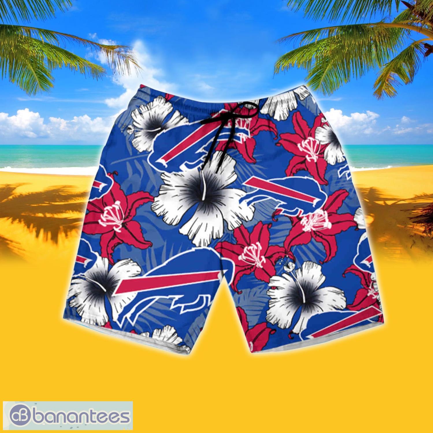 Buffalo Bills Floral With And Blue Hawaiian Shirt And Shorts Happy